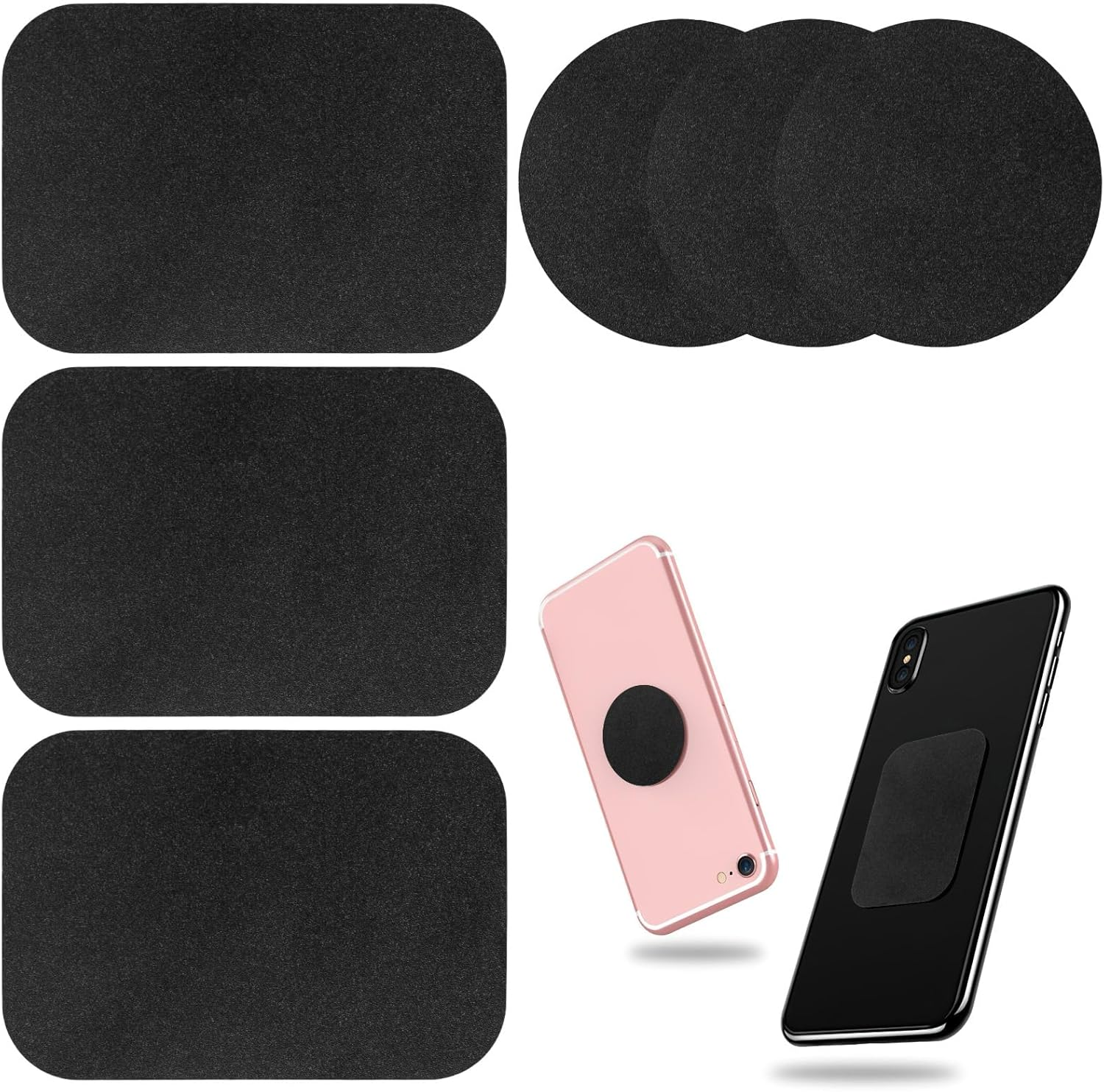 6 Pcs Strong Adhesive Sticker Magnet Holder for Car & Phone - Rustproof & Waterproof Metal Plate for Phone Mount (3 round and 3 Rectangular) image number 4