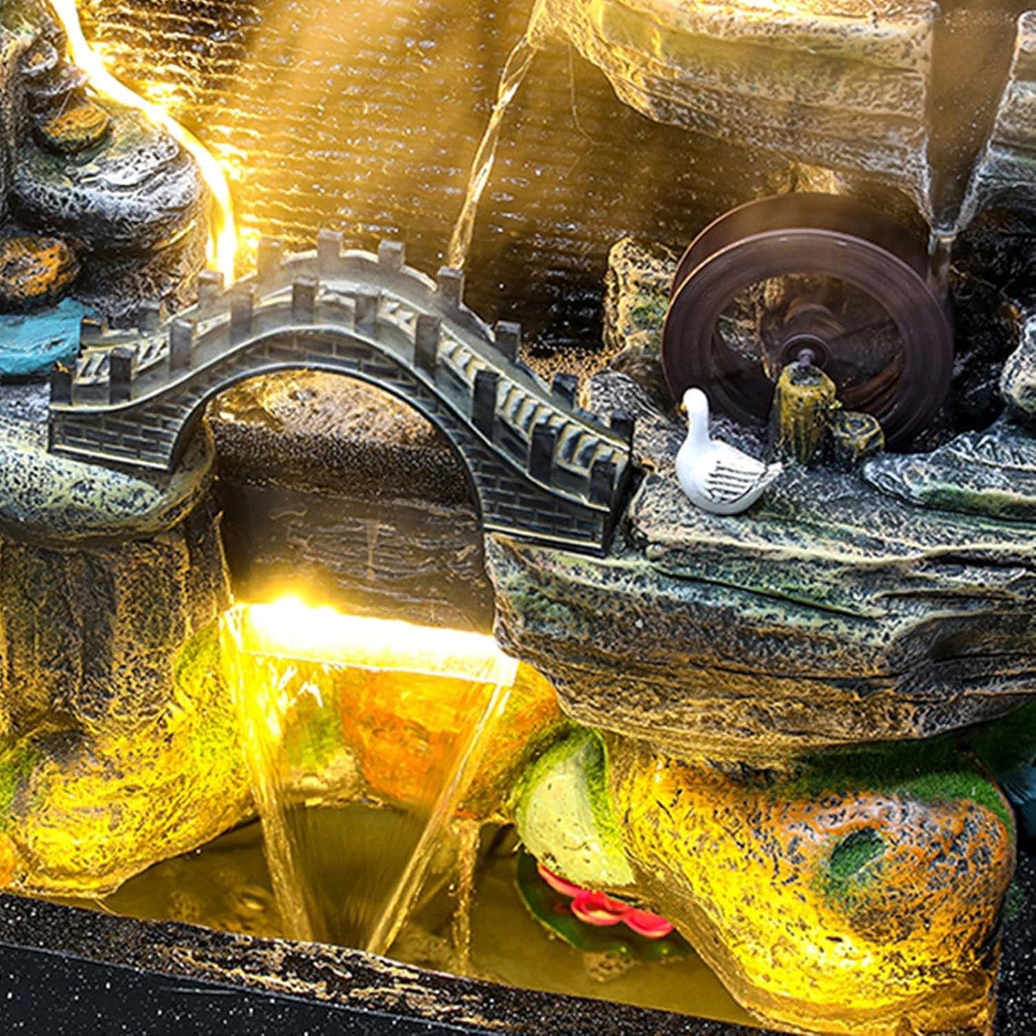 Outdoor Fountain Indoor/Outdoor Garden Water Fountain with LED Lights, Large Rockery Floor-Standing, Waterfall Feature for Home Decor image number 2