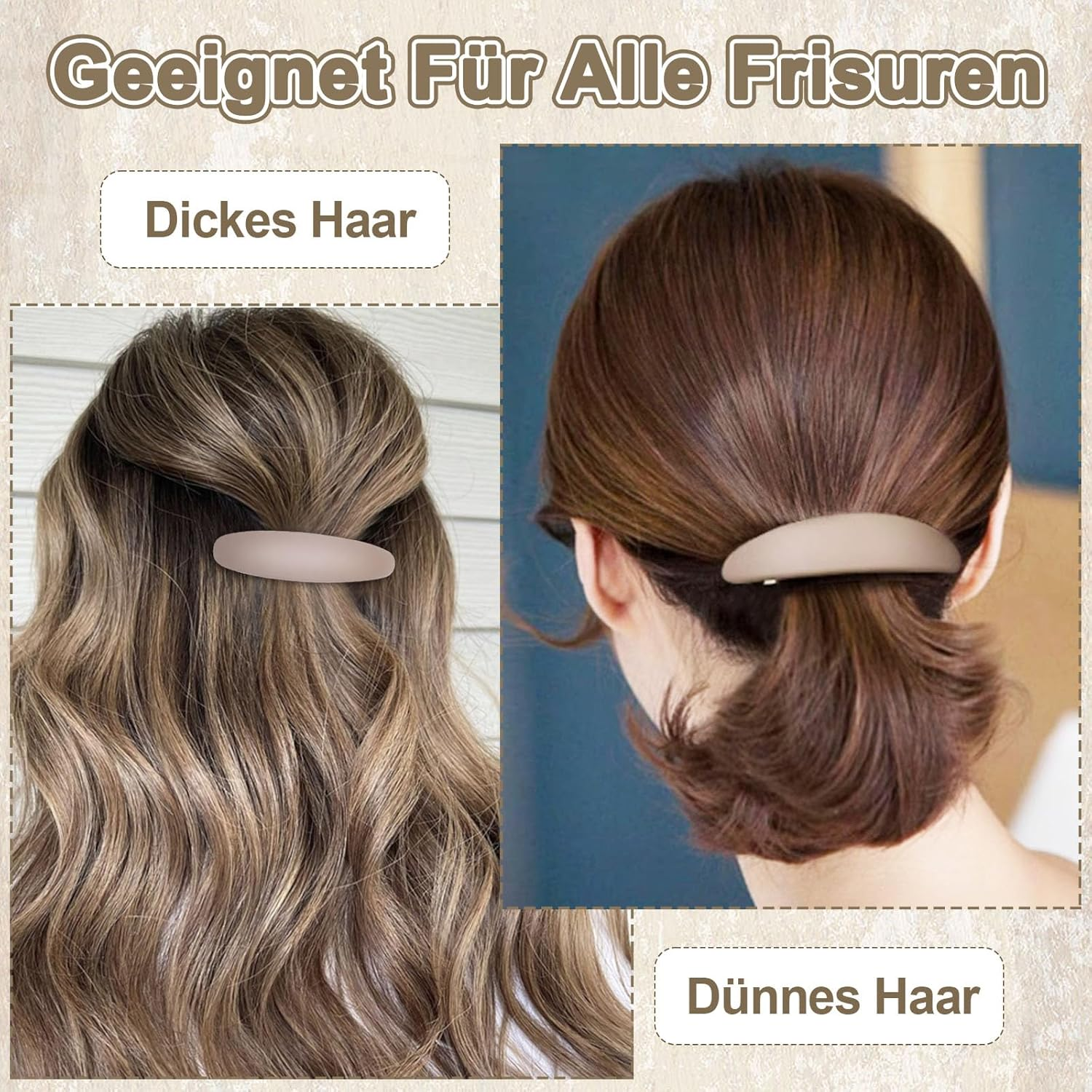 ZOCONE Pack of 6 Women'S French Hair Clips Ellipse Classic Automatic Hair Clips for Hair Clips Women'S Thin Thick Hair (3 Matte Styles) image number 5