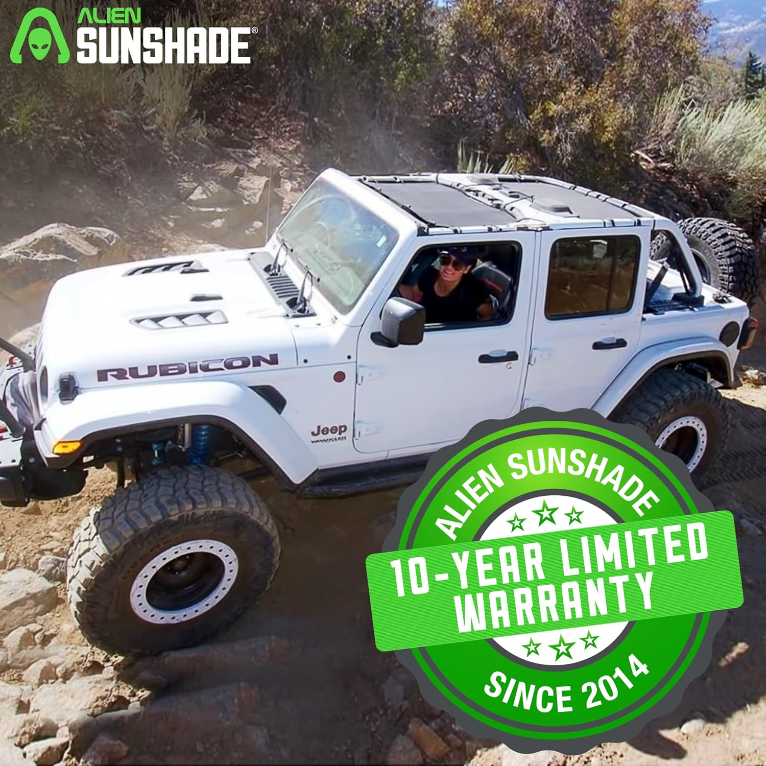 Alien Sunshade Jeep Wrangler JLU (2018-2023) &ndash; Front & Rear Mesh Sun Shade for Jeep JL Unlimited - Blocks UV, Wind, Noise - Bikini Jlkini Top Cover for Sport, Sport S, Sahara, Rubicon (Black) image number 4