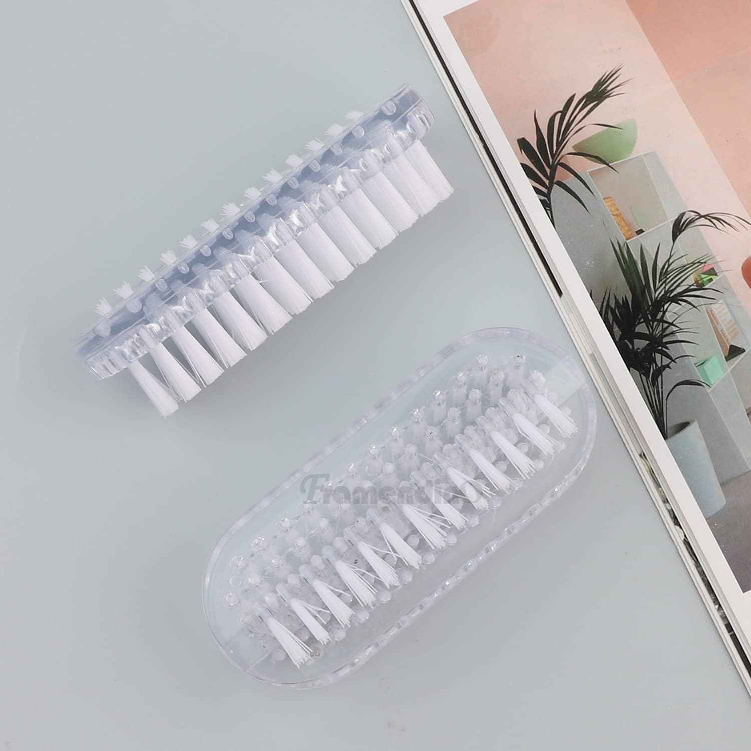 Framendino, 4 Pack Cleaning Nail Brushes Two Sided Hand Scrubbing Brush Plastic Fingernail Toes Scrubber for Women Men image number 3