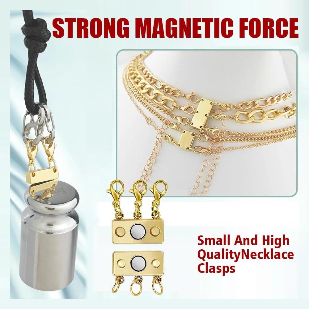 2Pcs Necklace Layering Clasp,Multi Necklace Layering Clasp Multi Strand Necklace Clasps,Closures Separator Detangler Connector for Jewelry (Gold) image number 1