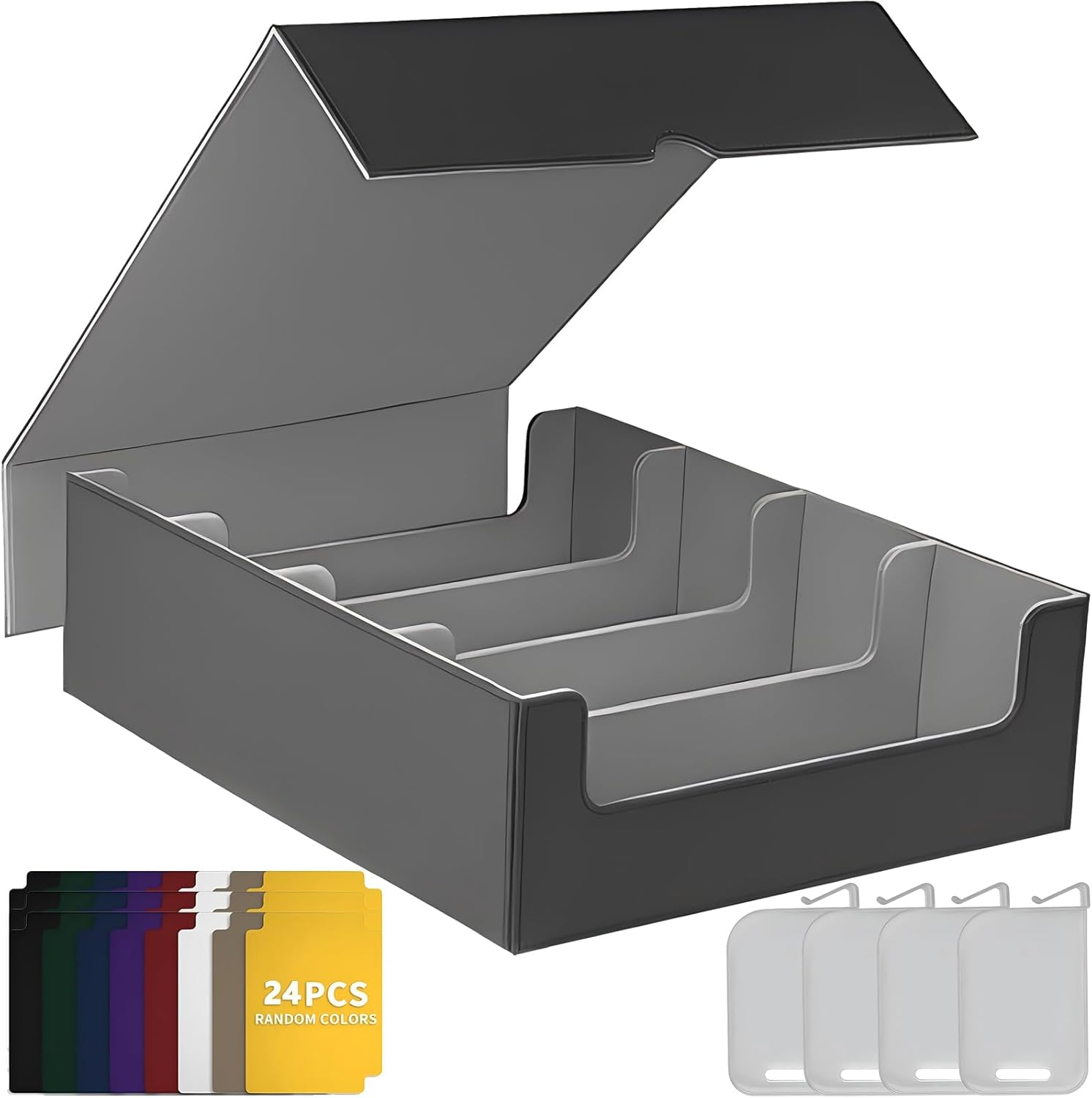 MTG Deck Box, Card Deck Case Black&Grey, 2400+ Trading Card Storage Box, PU Leather Magnetic Closure Commander Storage Boxes Magic Cards Protectors Fit for Yugioh, MTG and Sport Cards&hellip;