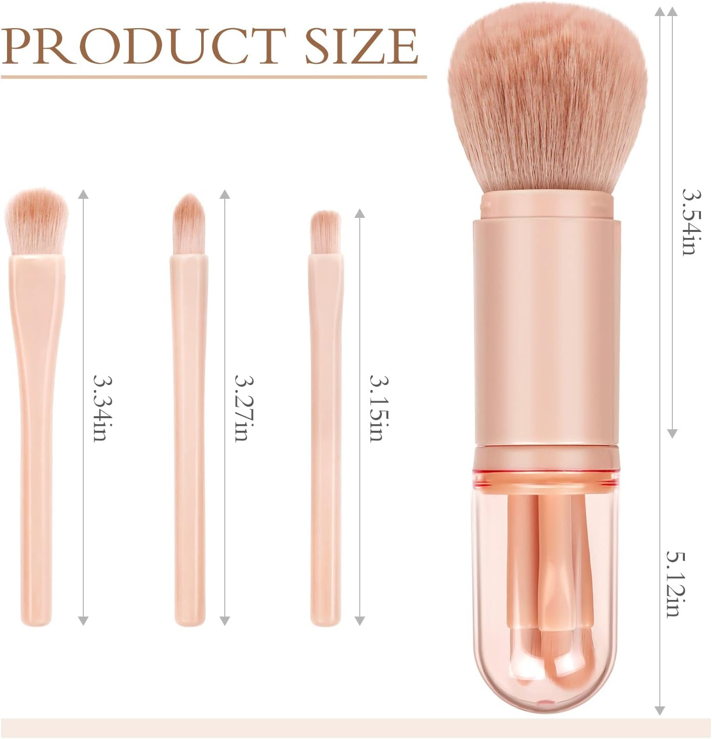 Travel Makeup Brushes Set: 4 in 1 Mini Cute Makeup Brush Retractable Professional Foundation Blending Powder Eye Shadow Brush for Women Facial Cosmetics Makeup Brush Set image number 5