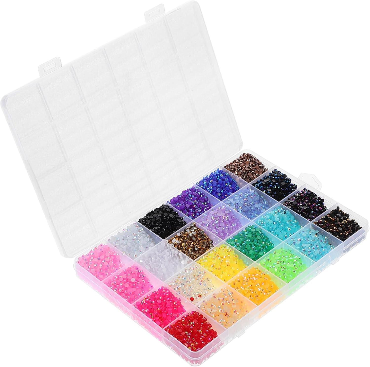 24000Pcs Nail Gems Kit with 24 Colors Flatback Rhinestones,Perfect for Nail Art, Charms, and Christmas Decor image number 4