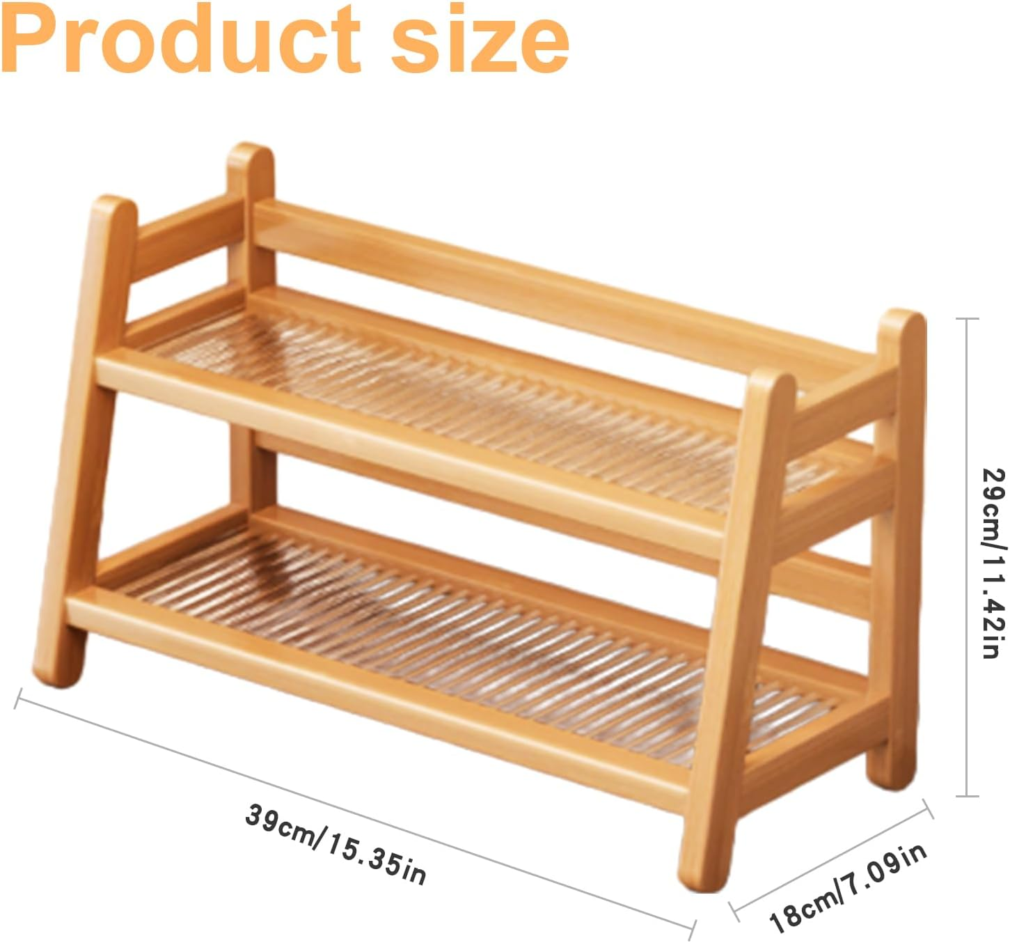 AXVRAV Cup Rack 2-Tier Bamboo Kitchen Organiser Rattan Look Coffee Cup Holder & Tea Matcha Station for Kitchen Worktop & Home Practical Cup Stand for Storage and Decoration image number 1