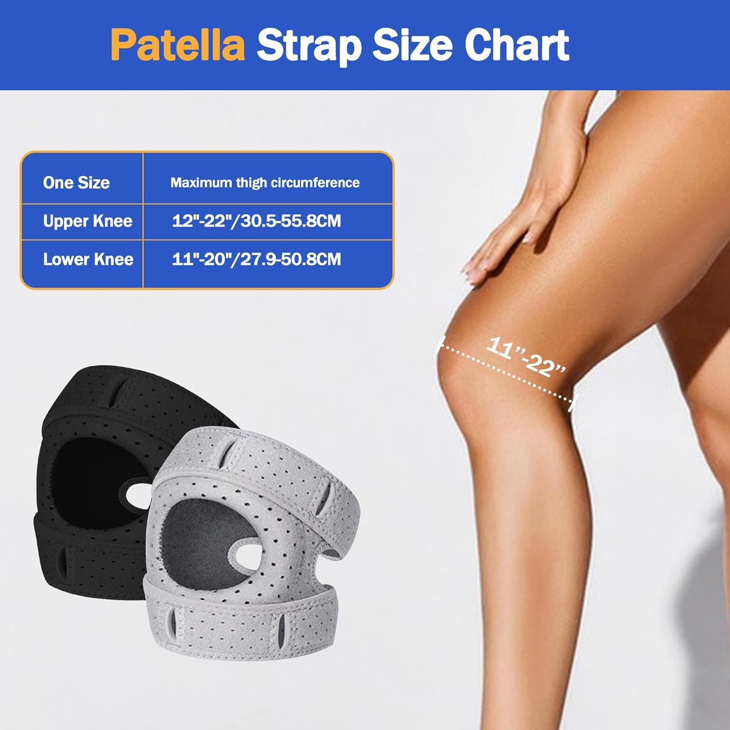 Knee Brace for Women Men, Adjustable Compression Patella Stabilizer Pad for Meniscus Tear, ACL Knee Brace for Meniscus Tear Knee Pain, Arthritis Pain, Injury Recovery, Running Workout (Gray) image number 3