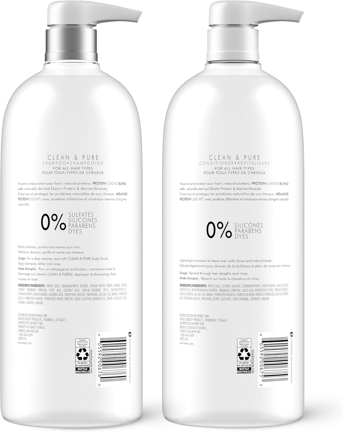 Nexxus Clean and Pure Clarifying Shampoo and Conditioner for Nourished Hair with Proteinfusion, Paraben Free 33.8 Oz, 2 Pack image number 4