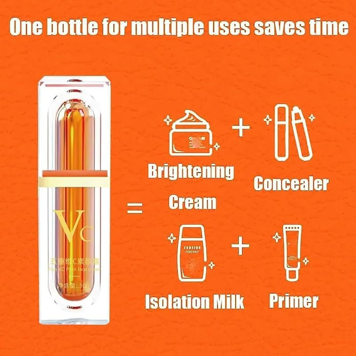 Swarous Makeup Cream, Swarous Vitamin C Makeup Tone up Cream, Five Vitamin C, Moisturizing Lady Plain Face Non Greasy for All Skin Types (2Pcs)