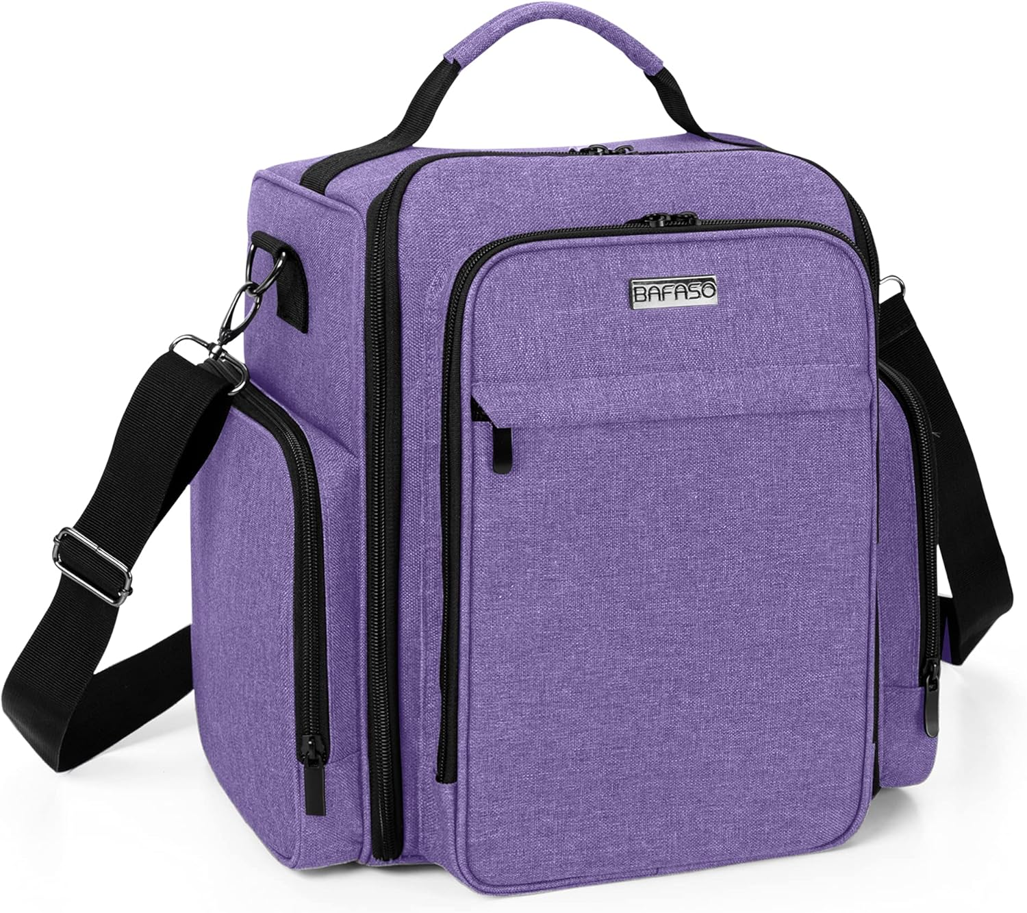 BAFASO Nail Polish Organizer Holds 48 Bottles (15Ml - 0.5 Fl.Oz) and a Nail Lamp, Large Nail Polish Case with 2 Removable Pouches and Multiple Storage Sections (Patented Design), Purple