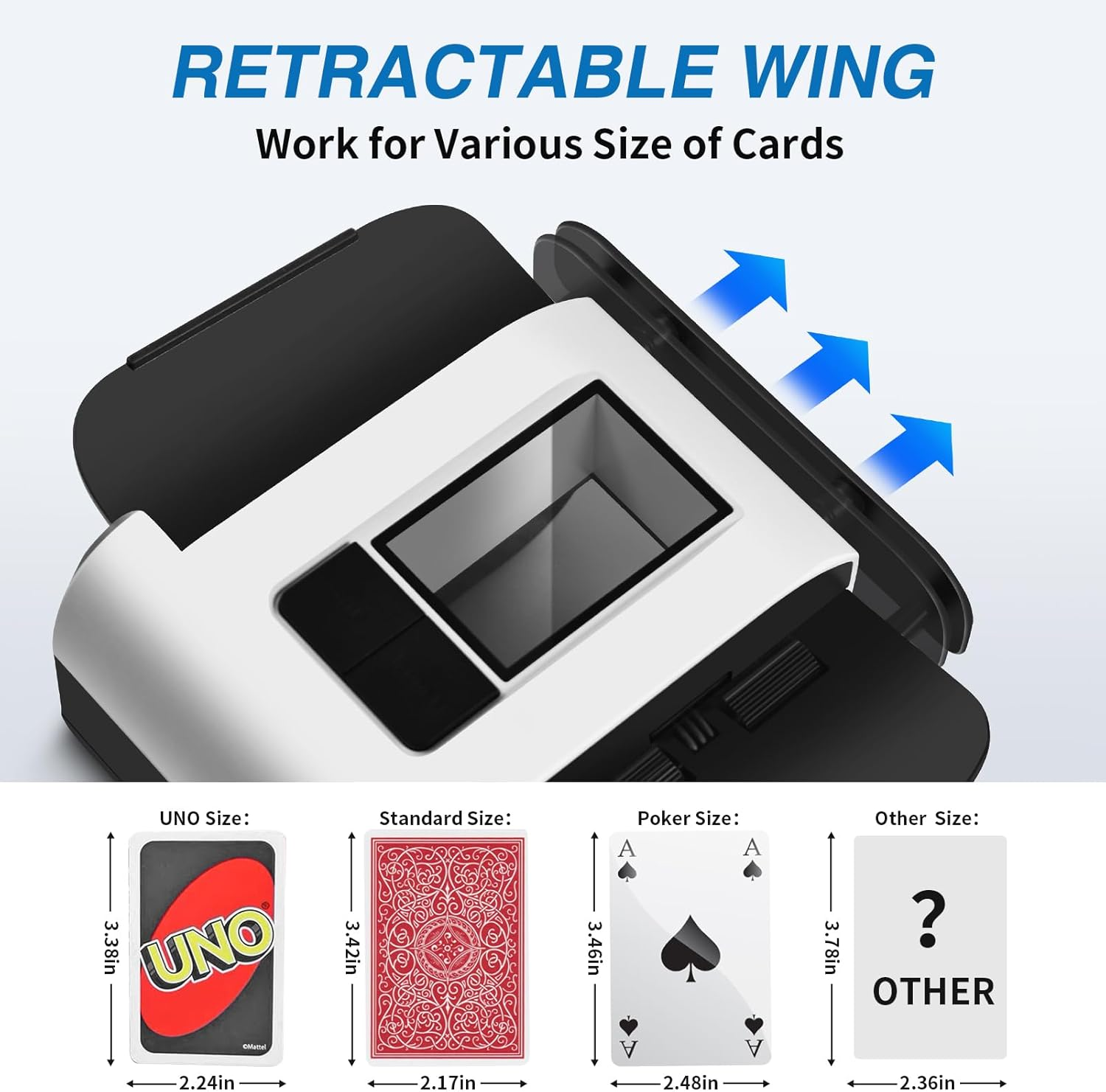 CARDSPIN UNO Card Shuffler 2 Deck, Low Nois Automatic Card Shuffler with Manual & Automatic Mode, Rechargeable & Portable for UNO Card Game, Skip Bo Card Game, Poker, Phase10 (2 Deck) image number 5