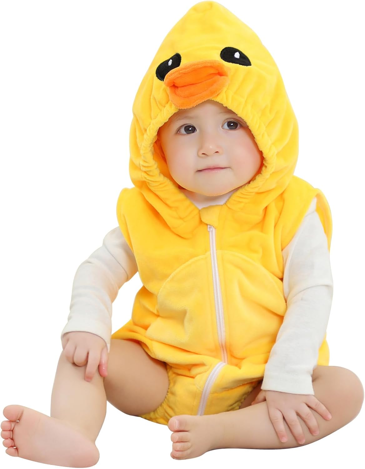 Sleeveless Unisex Baby Animals Hooded Romper for Christmas Halloween Outfits,Toddler Zip up Cosplay Costume Jumpsuit