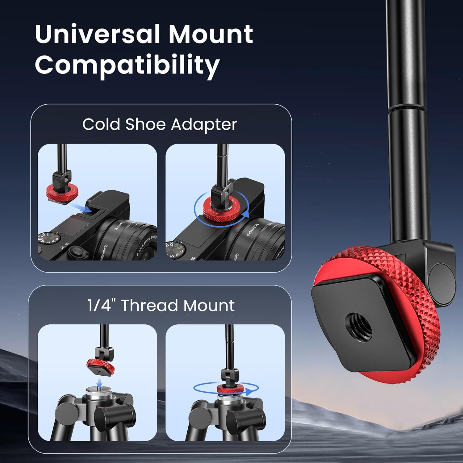 Itramax Magnetic Phone Tripod Mount,360&deg; Rotatable Mag/Safe Cold Shoe Tripod Phone Adapter Holder with 1/4" Threaded Hole for Iphone 17 Pro Max 16 15 plus 14 13 12,Samsung,Canon Nikon Sony DSLR Camera image number 2