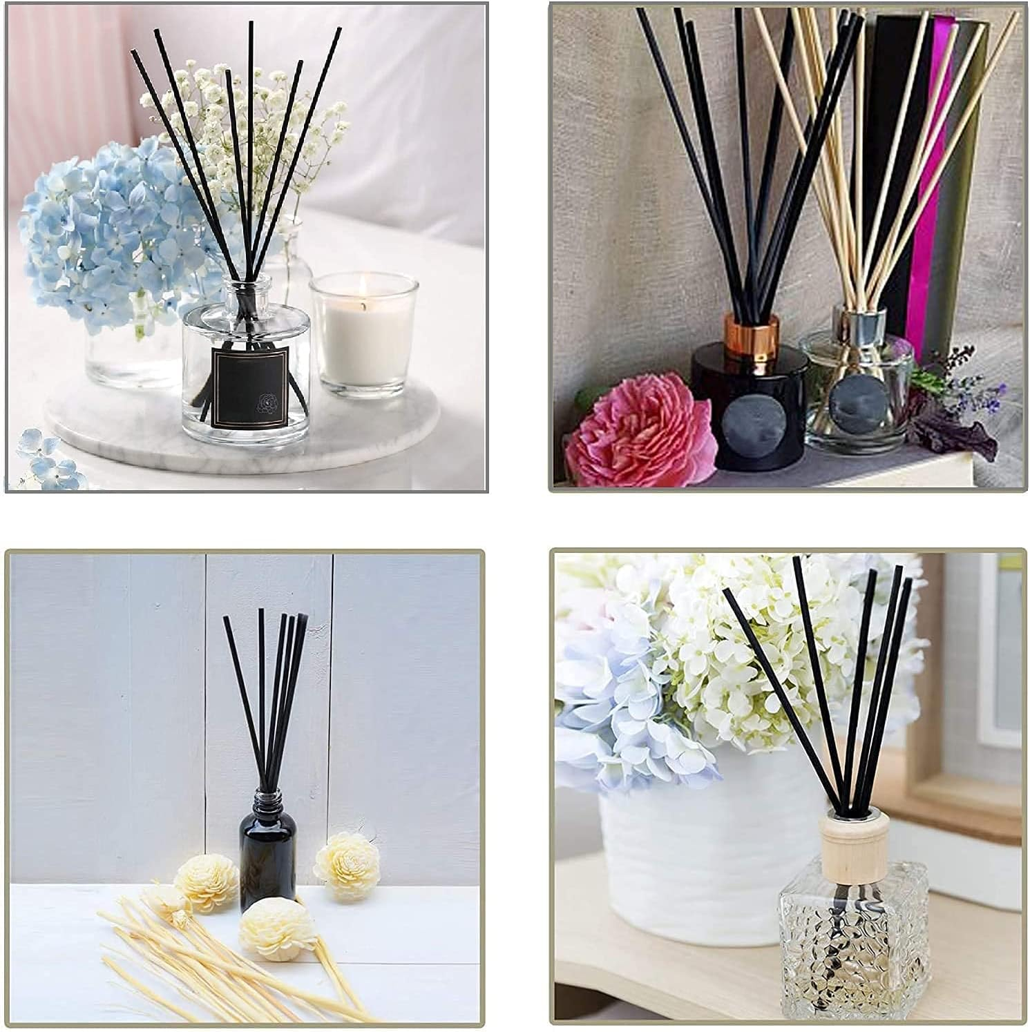 Reed Diffuser Sticks 150Pcs Natural Fibres Essential Reed Sticks Oil Aroma (24 Cm X 3 Mm, Black) image number 5