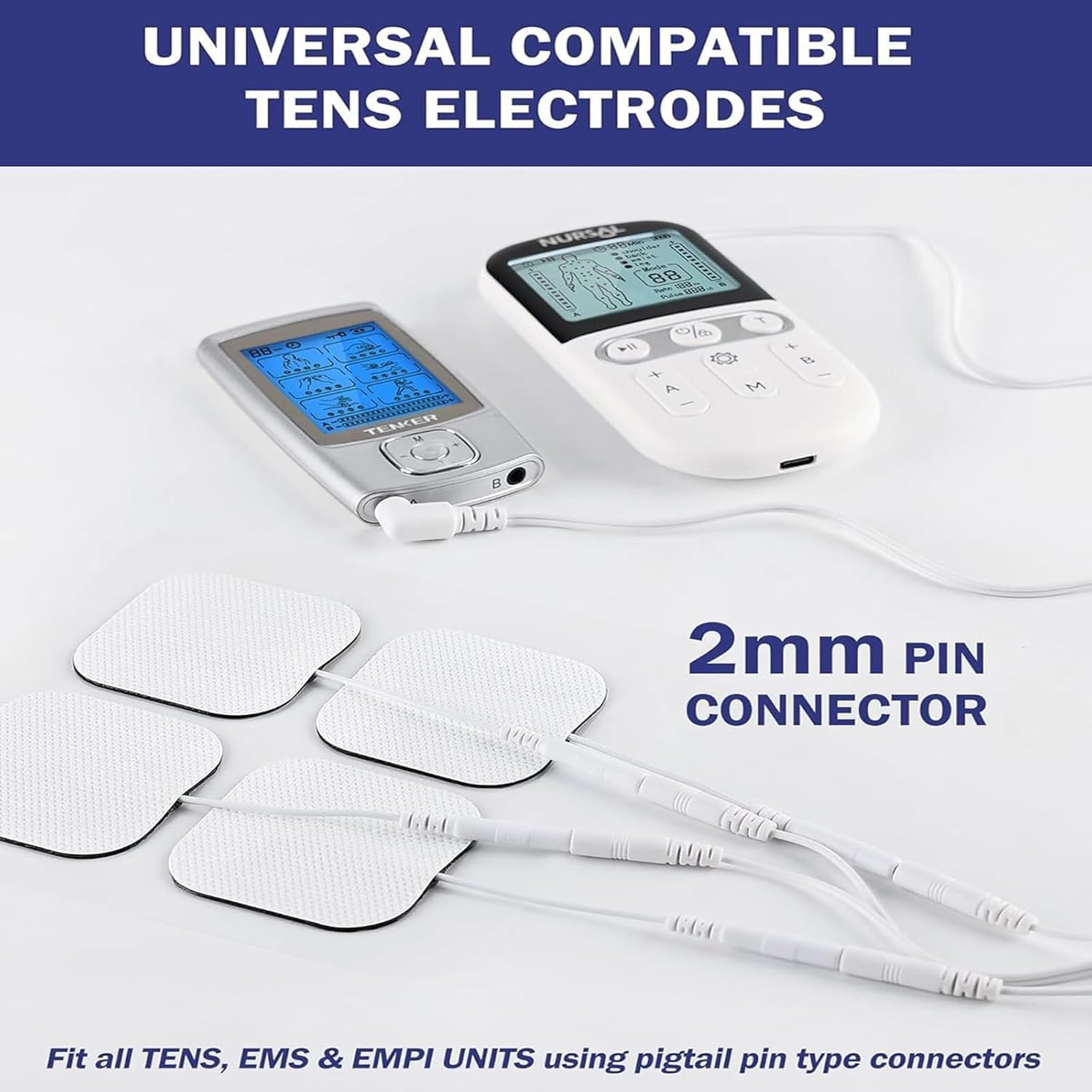 TENS Unit Replacement Electrode Pads, 20 Pcs Reusable Self-Adhesive Electrodes Pads,Latex Free Pigtail TENS Pads,Skin-Friendly,Compatible with TENS, Etekcity, Nicwell Care Tens image number 4