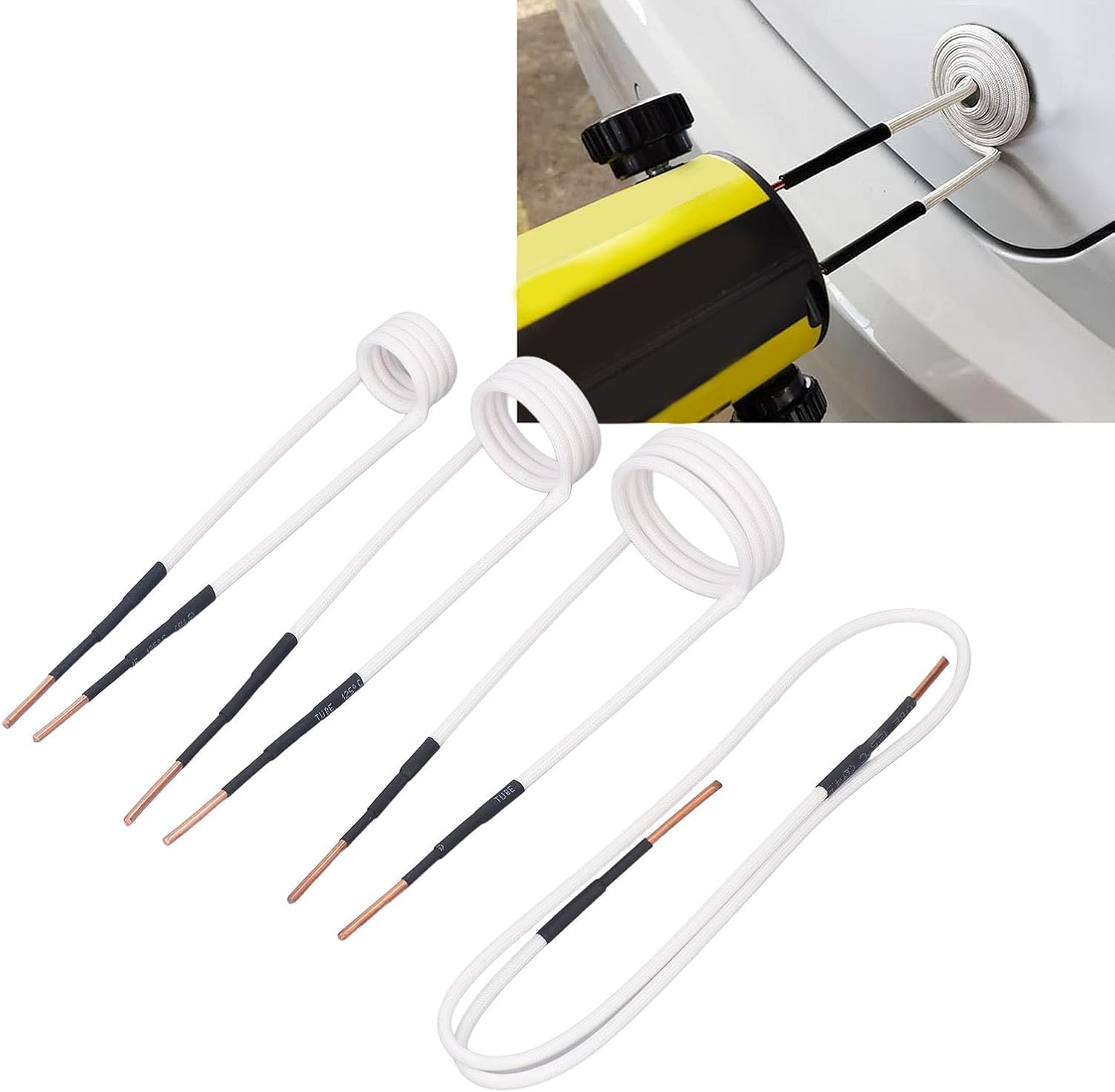 4PCS Induction Heater Coils Kit, 2.5Mm Brass Core Electric Heat Induction Coils, 1200℃ High Temperature for Rusty Nut & Bolt Removal, Gear Bearing Heat Processing, with Storage Box image number 3