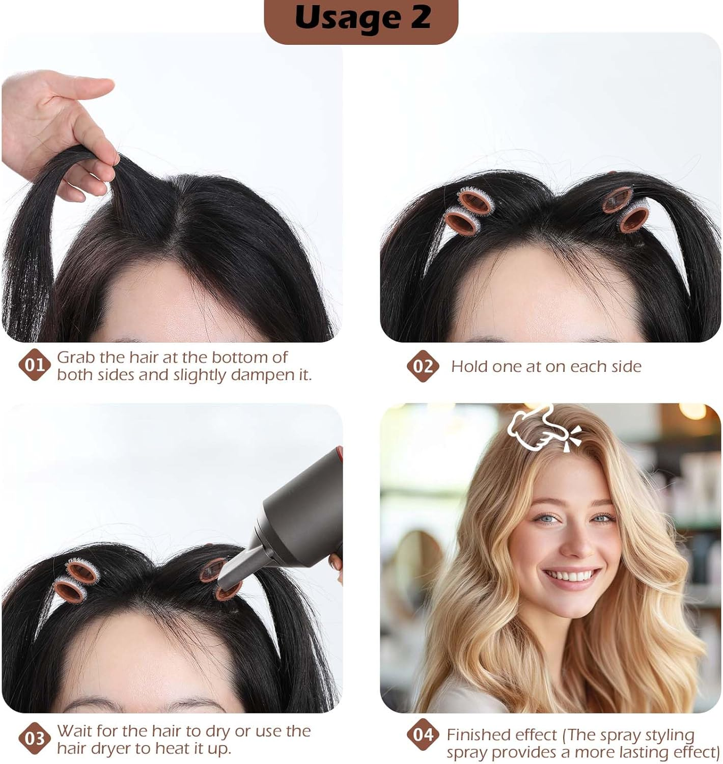 2Pcs Root Lift Curl Clips，Geeric Hair Curlers Rollers Set Instant Hair Volumizing Clip Roller for Volume Heatless Hairdressing Tools for Long Hair Medium and Short Hair image number 4