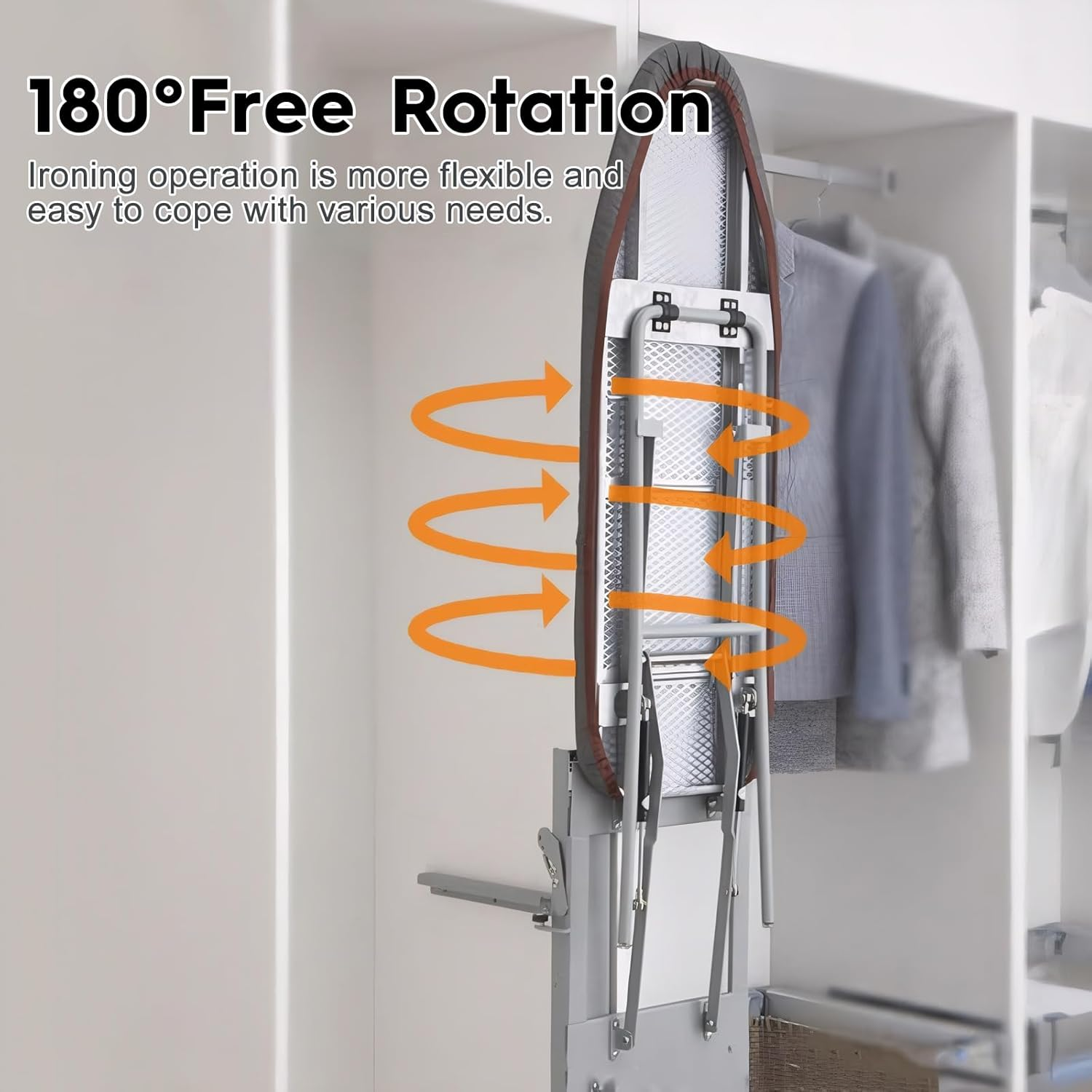 KAIGITE Wall Mounted Ironing Board, 180&deg; Rotatable Hidden Folding Space Saving Ironing Station with Heat Resistant Cover, Compact for Home Apartment Laundry Room image number 3