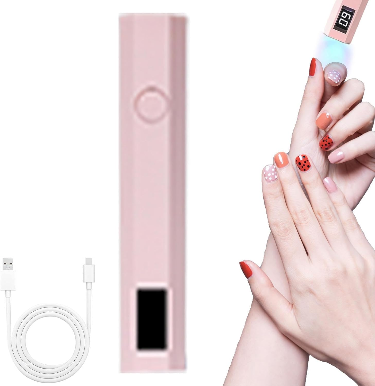 Handheld UV Light for Gel Nails - Small LED Rechargeable Light | Glue Dryer Lamp with 2 Timer Settings, Cordless Handheld Nail Tool for Adults Women