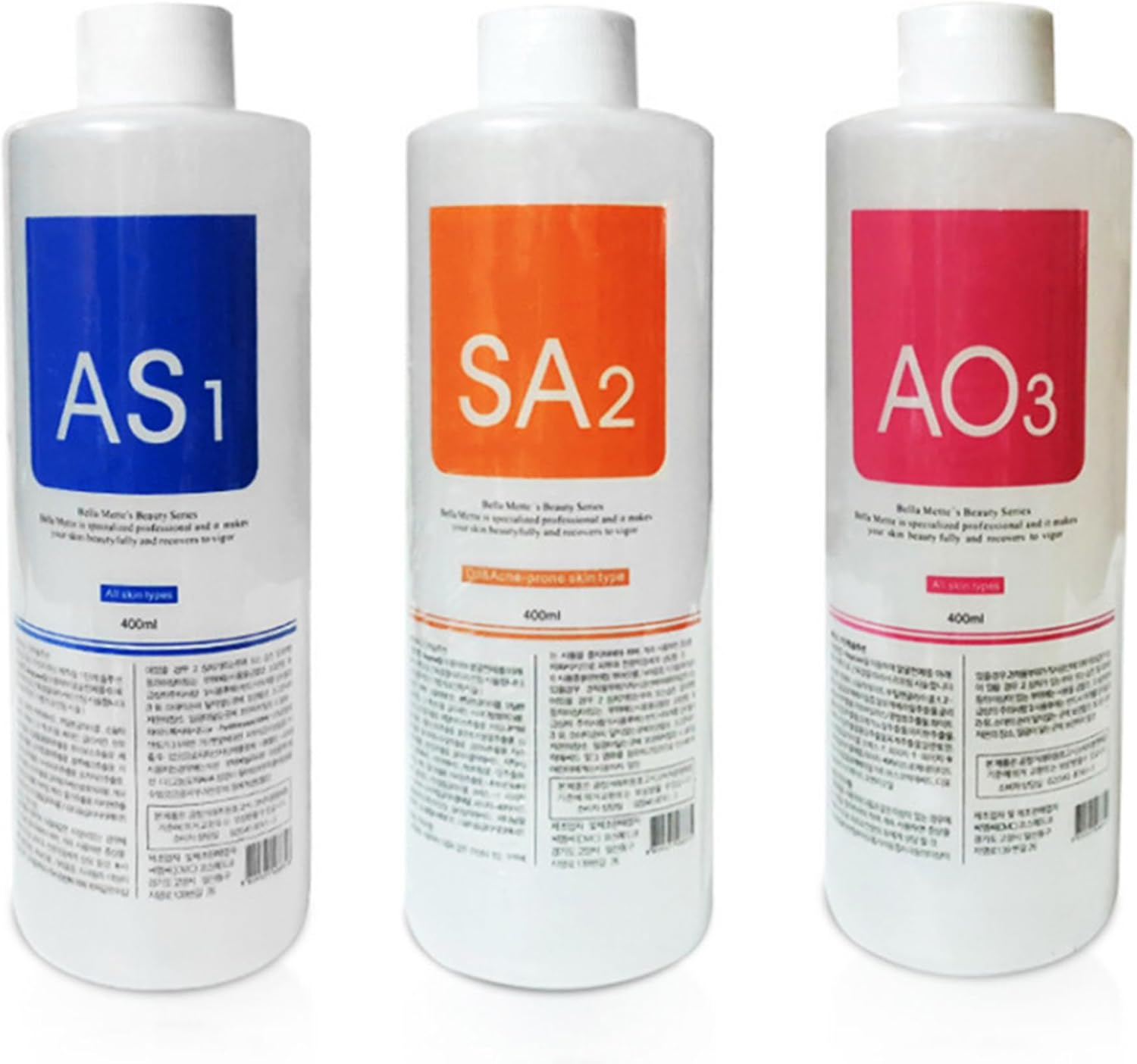 AS1 SA2 AO3 Aqua Peeling Solution for SPA Salon, Small Bubble Aqua Peeling Solution Serums for Facial Cleansing, Facial Machine Solution for Cleaning Face(400Ml X 3 Bottles) image number 3