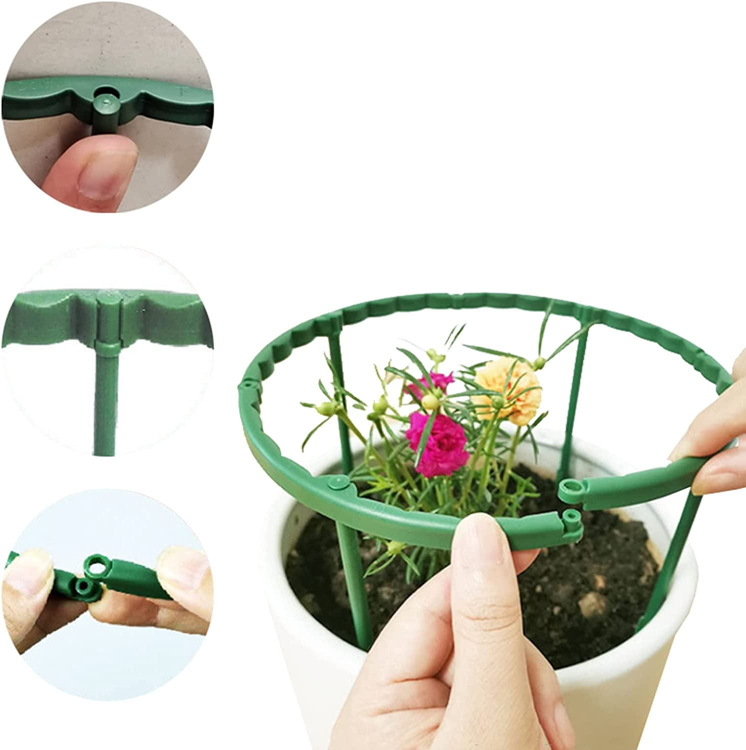 Plant Support for Indoor and Outdoor Potted Plants - Small Half round Plastic Ring Flower Stakes with 20 Garden Clips - 12 Pack image number 1