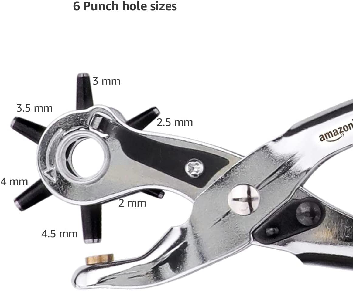 Amazon Basics Leather Hole Punch Set, Rotary Puncher, Multi Hole Sizes Maker Tool