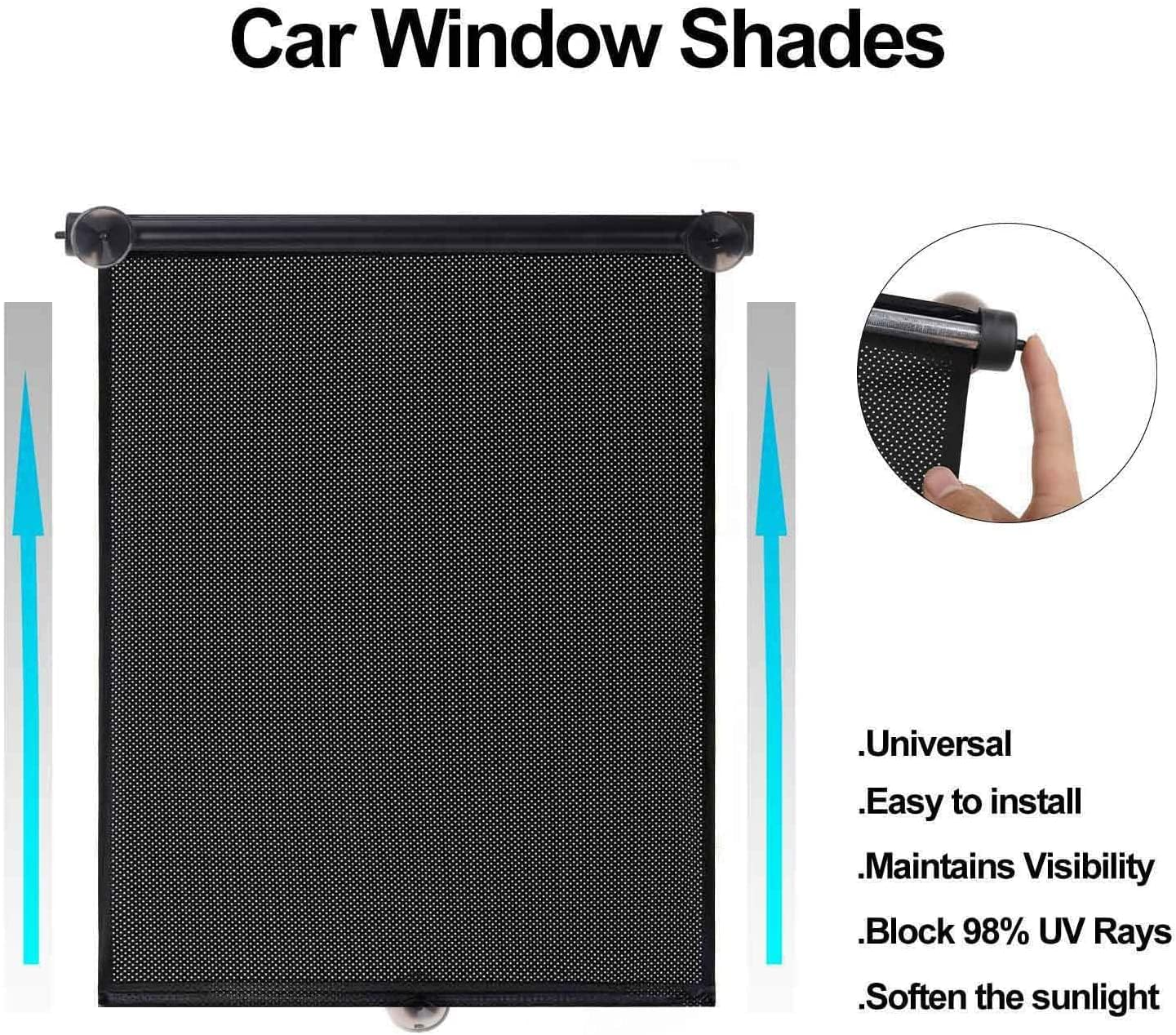 Car Sun Shade Side Window, Retractable Car Roller Shades for Side Window Blocks Harmful Sun Glare and Heat image number 2