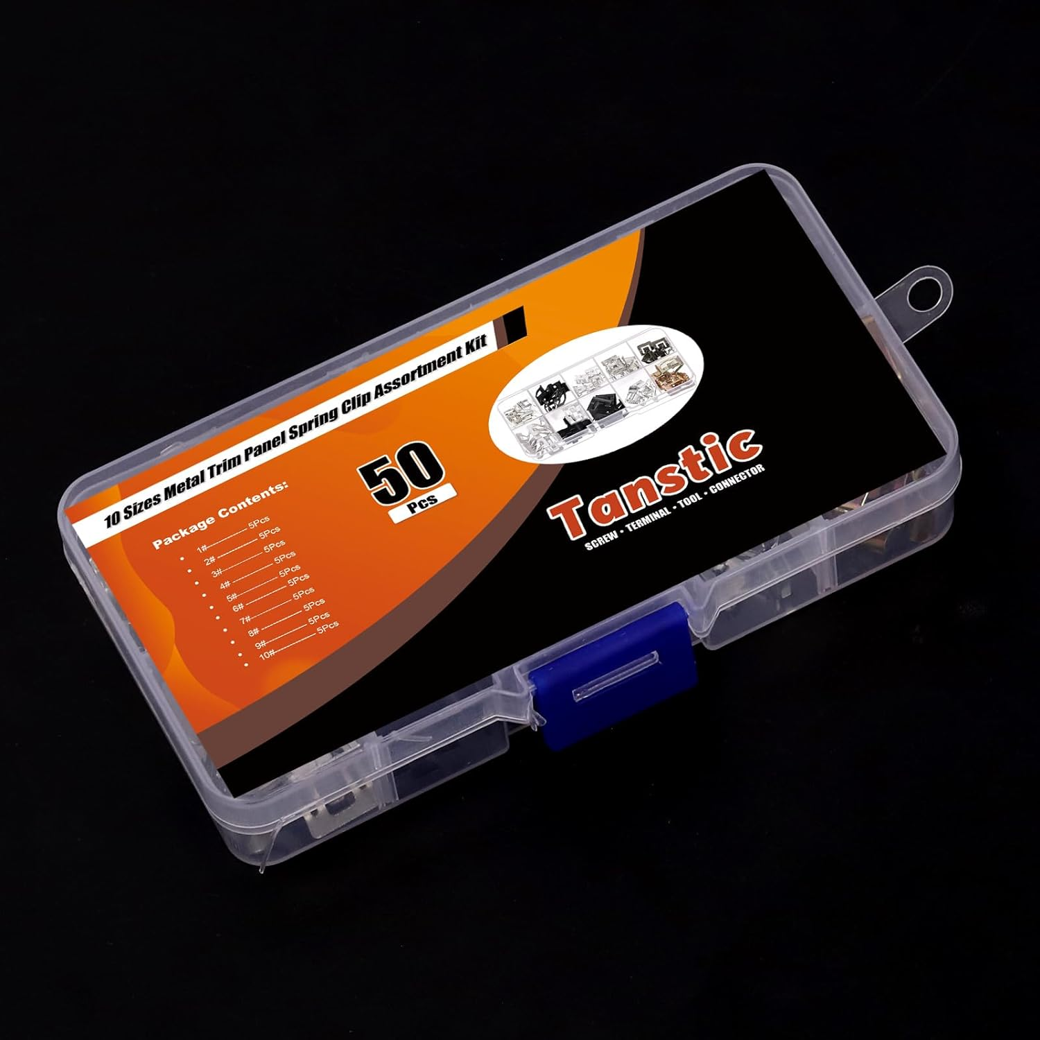 Tanstic 50Pcs 10 Sizes Metal Trim Panel Spring Clip Kit, Including 1# 2# 3# 4# 5# 6# 7# 8# 9# 10# Metal Retainer Clips Automotive Car Interior Trim Clips Moulding Fastener Compatible with Audi VW image number 1