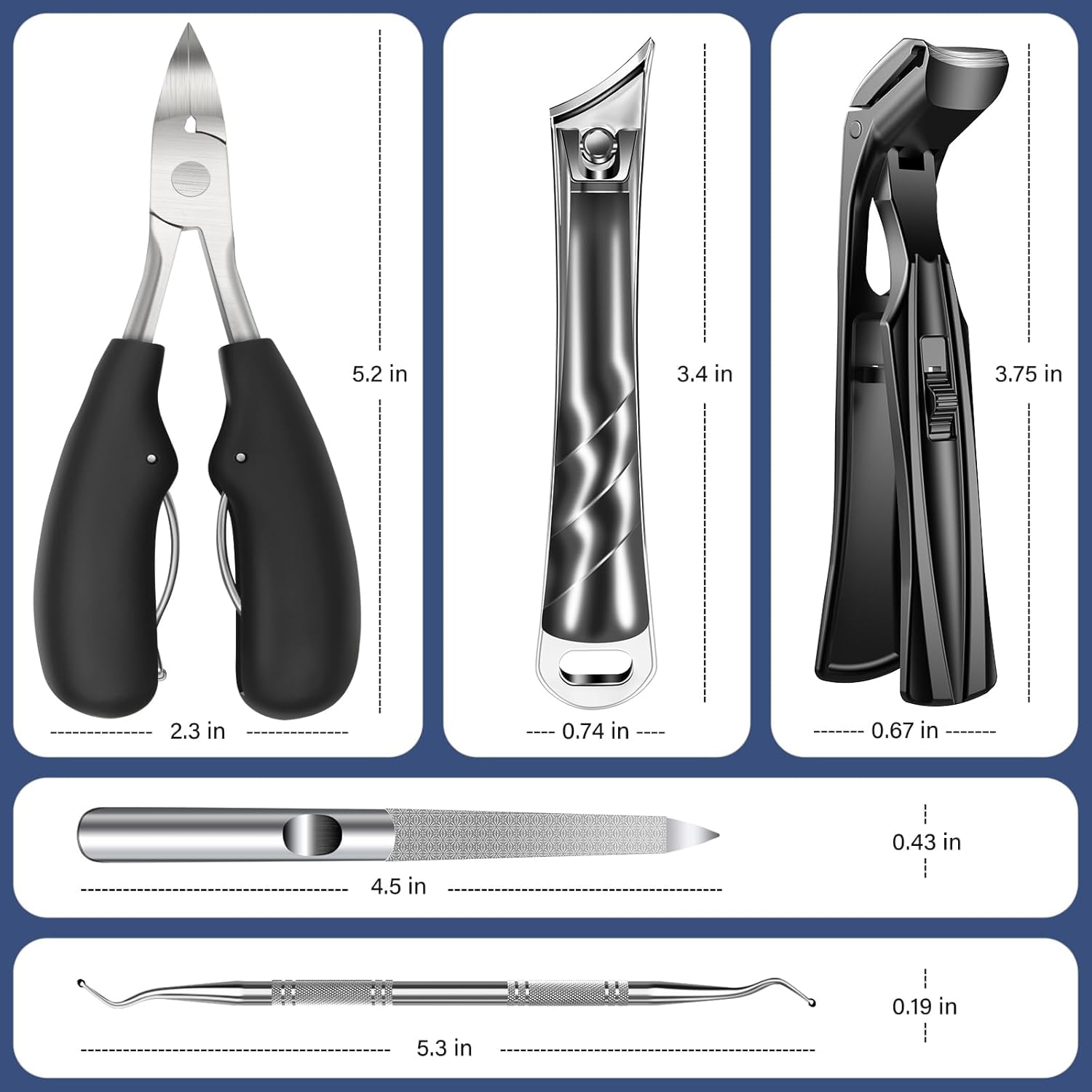2025 Toenail Clippers for Thick Toenails for Seniors, Angled Head Large Toe Nail Clippers Set for Men, Heavy Duty Ingrown Toenail Clippers with Long Handle, Ultra Sharp Slanted Nail Cutter Wide Jaw image number 3