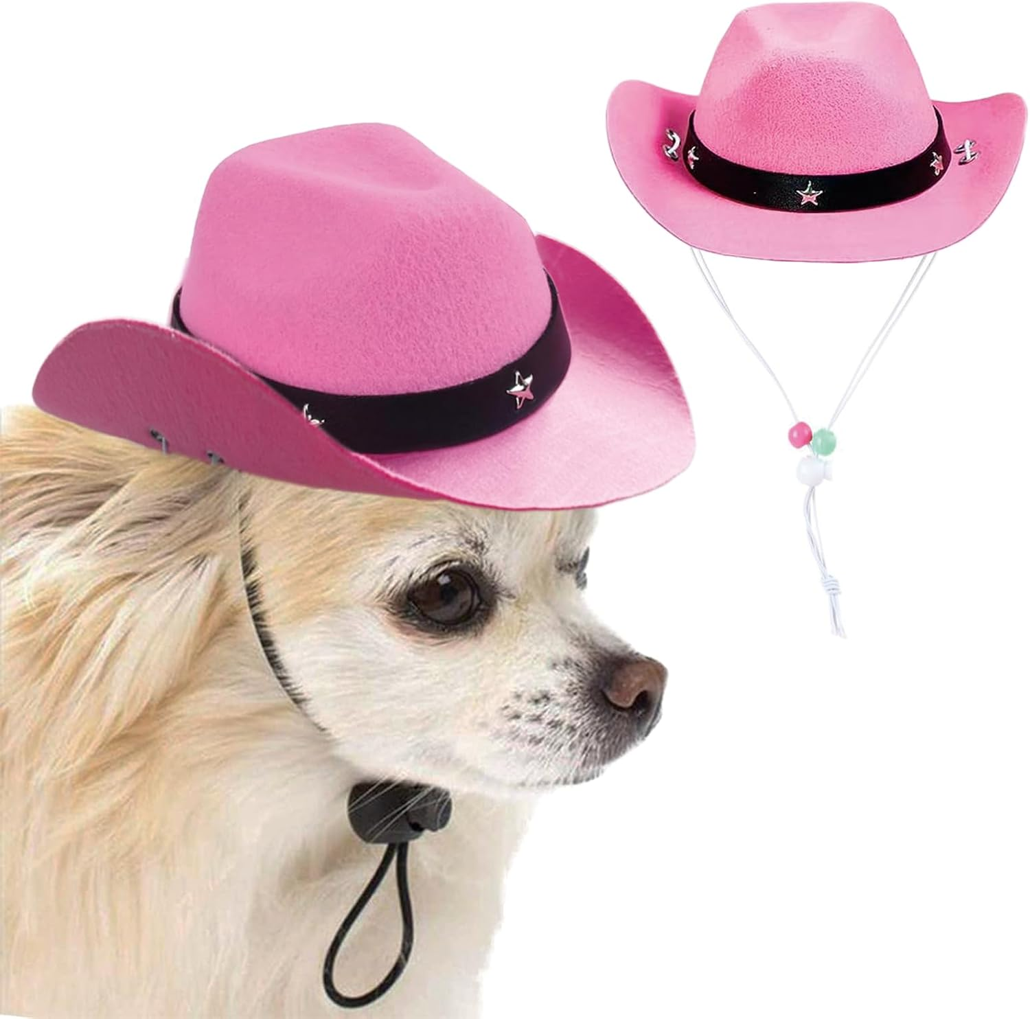 AWOCAN Pet Dog Costume Cowboy Hat Cosplay Cap Puppy Pet Dog Cat Holiday Pet Party Decoration (Pink) - Green image number 5