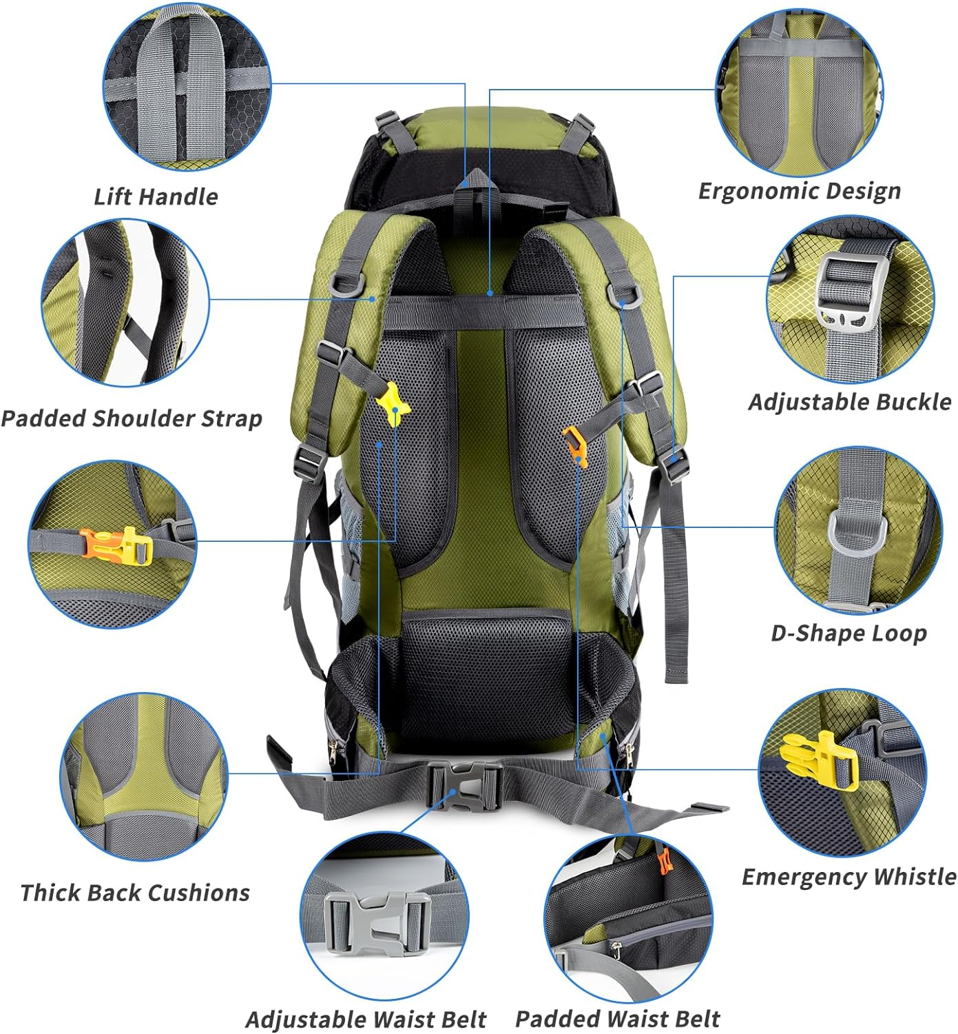 Night Cat Backpack 70L Rucksack Breathable for Trekking Mountaineering Camping Climbing Backpacking image number 4