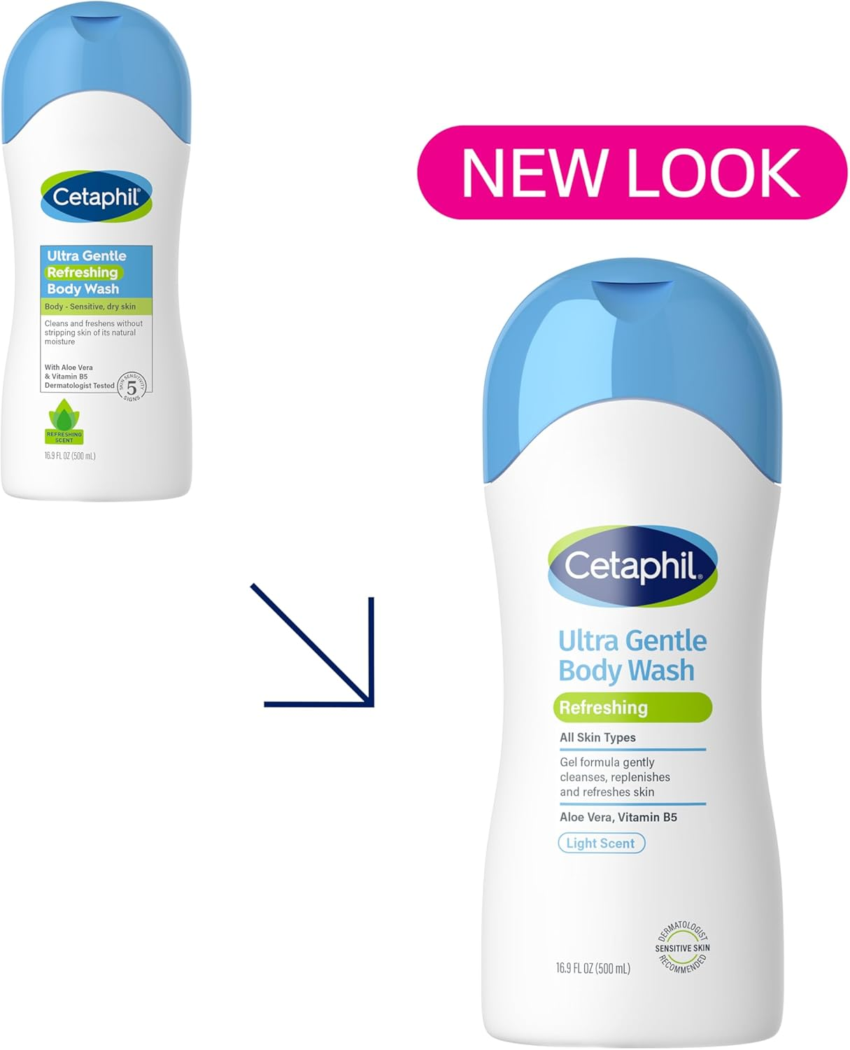 Cetaphil Ultra Gentle Refreshing Body Wash, Refreshing Scent for Dry to Normal, Sensitive Skin, 16.9Oz Pack of 3, with Aloe Vera, Calendula, Vitamin B5, Hypoallergenic, Dermatologist Tested image number 6