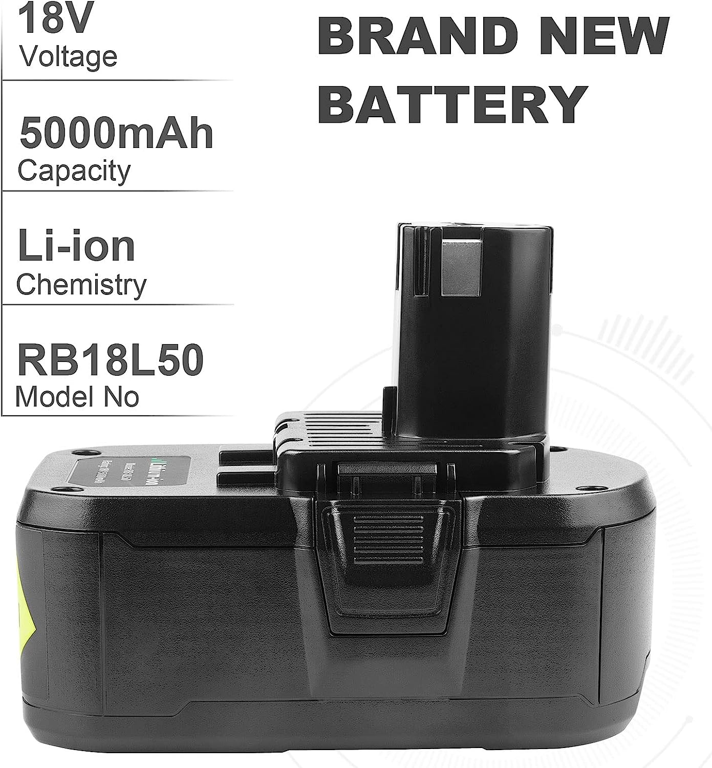 Aryee 2 Pack 5.0Ah 18V Replacement Battery for Ryobi One+ Cordless Tool Lithium P102 P103 P105 P107 P108 P109 BPL-1815 BPL-1820G BPL1820 BPL18151 image number 6