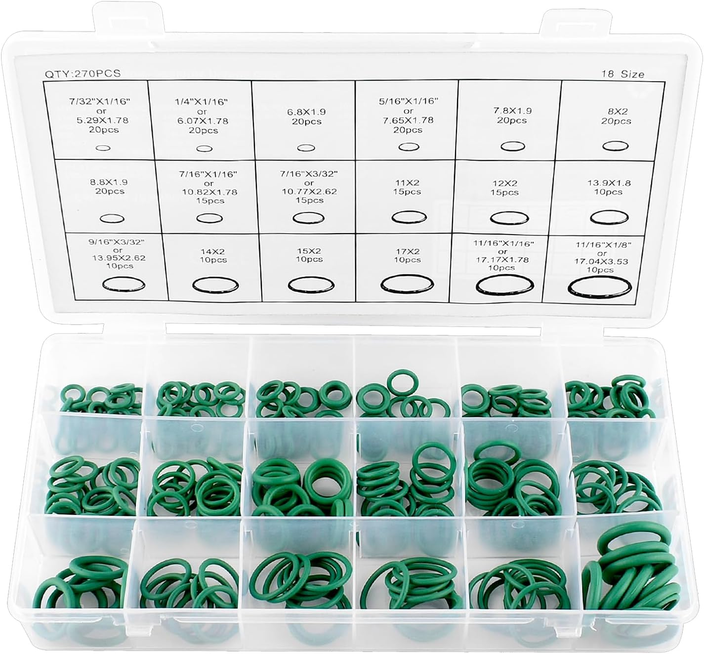 270PCS Rubber O-Rings + 63PCS AC Valve Cores Kit | Car A/C Repair Toolkit with Removal Tool | Fits R12 & R134A Systems | Restore Auto Air Conditioning Performance image number 6