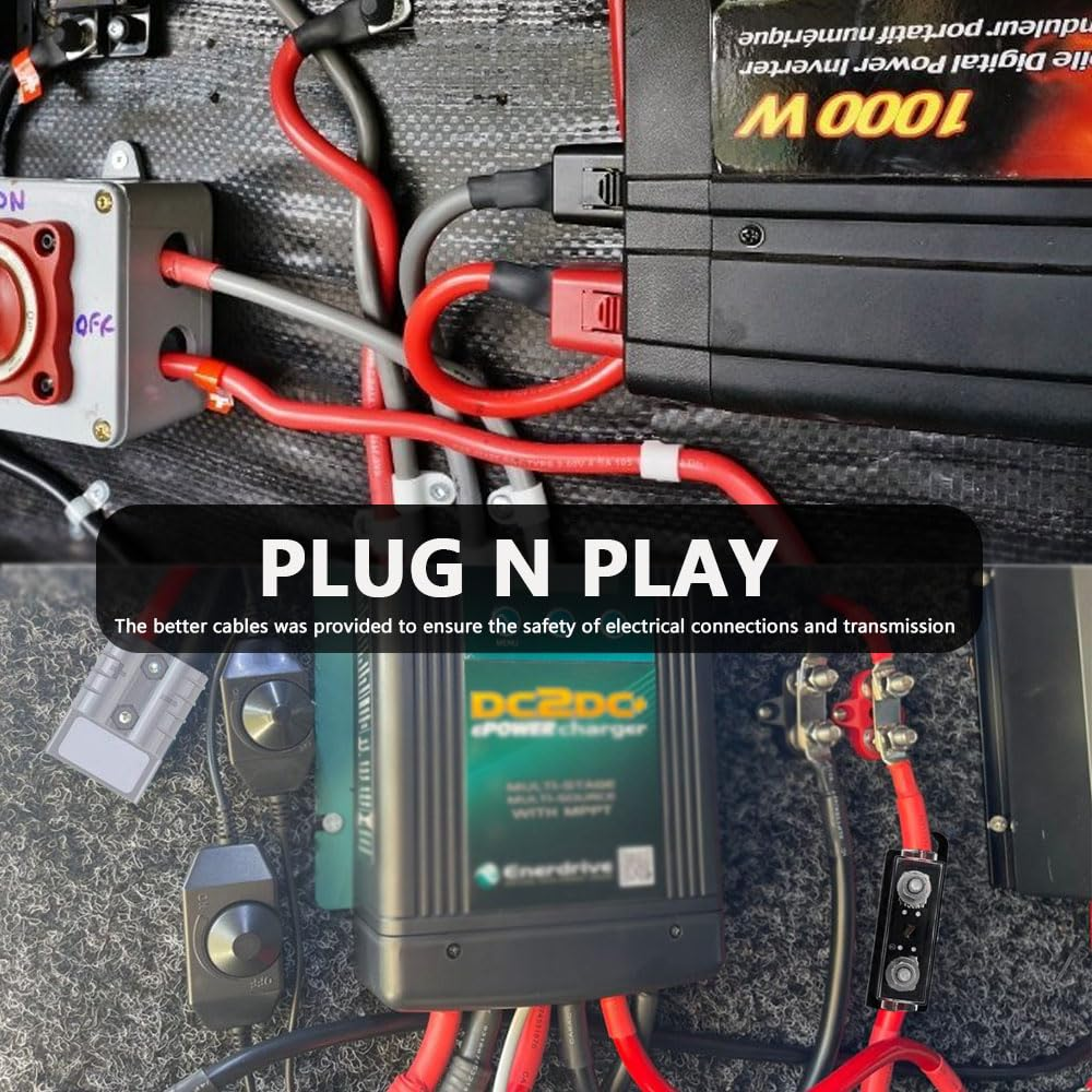 Ultra Soft 6AWG 50A Anderson Connector to Battery Terminal Cable,30Cm for Tractors Trailers,Solar,Rv,Battery Box (Ad-8Mm Eyelets-2Cable)