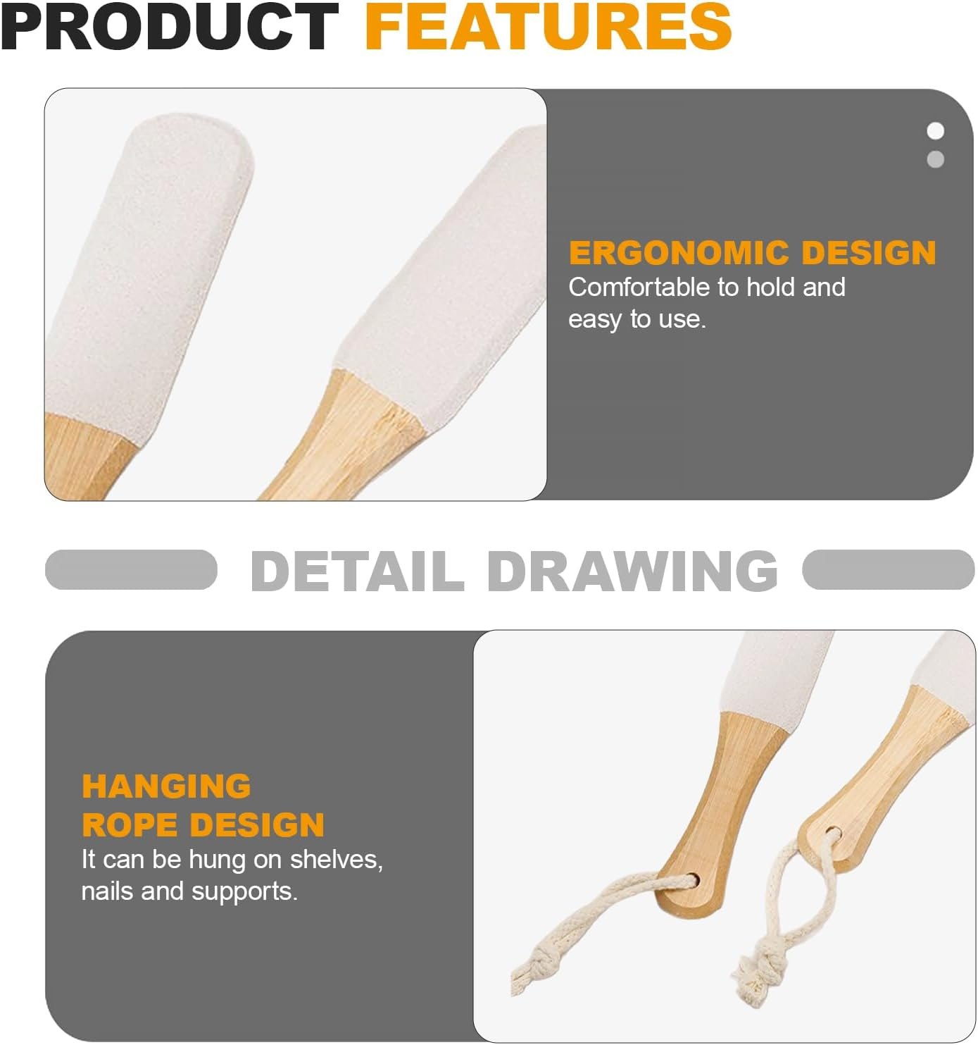 Foot Stone - Pumice Stone Exfoliating Pedicure Rasp, Wooden Handle Foot Scrubber, Callus Remover, Dead Skin Remover, Foot File for Healthy, Smooth Feet (White) image number 2