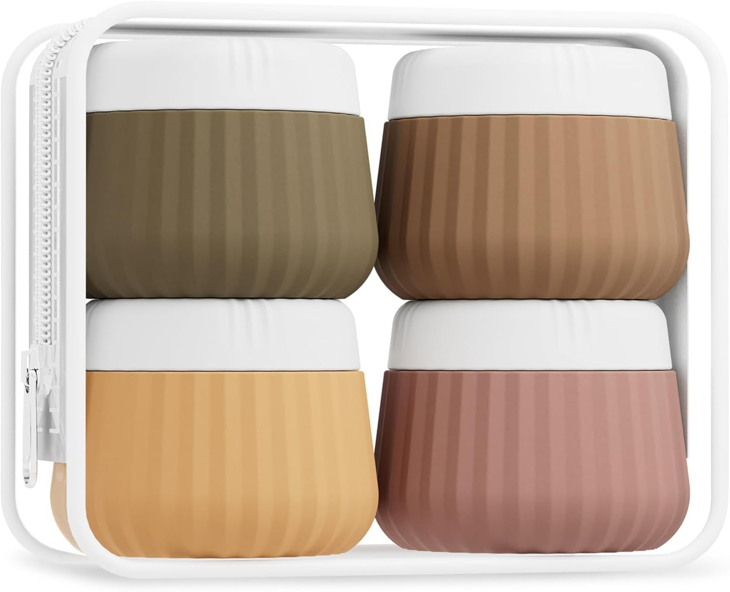 Mrsdry Travel Containers for Toiletries 4 Pack, TSA Approved Travel Size Toiletries, Travel Size Containers, with Clear Bag Leak Proof Silicone Jars, Travel Essentials Creams Jars Carrying Small Items