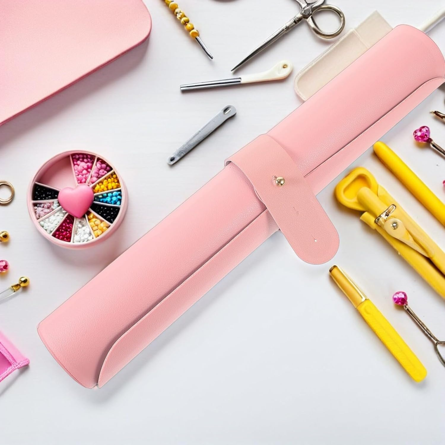 SHINYPASING Foldable Manicure Nail Table Mat 70X35Cm Dual-Color PU Hand Rest Pad Storage Strap for Nail Techs Salon Desktop image number 3