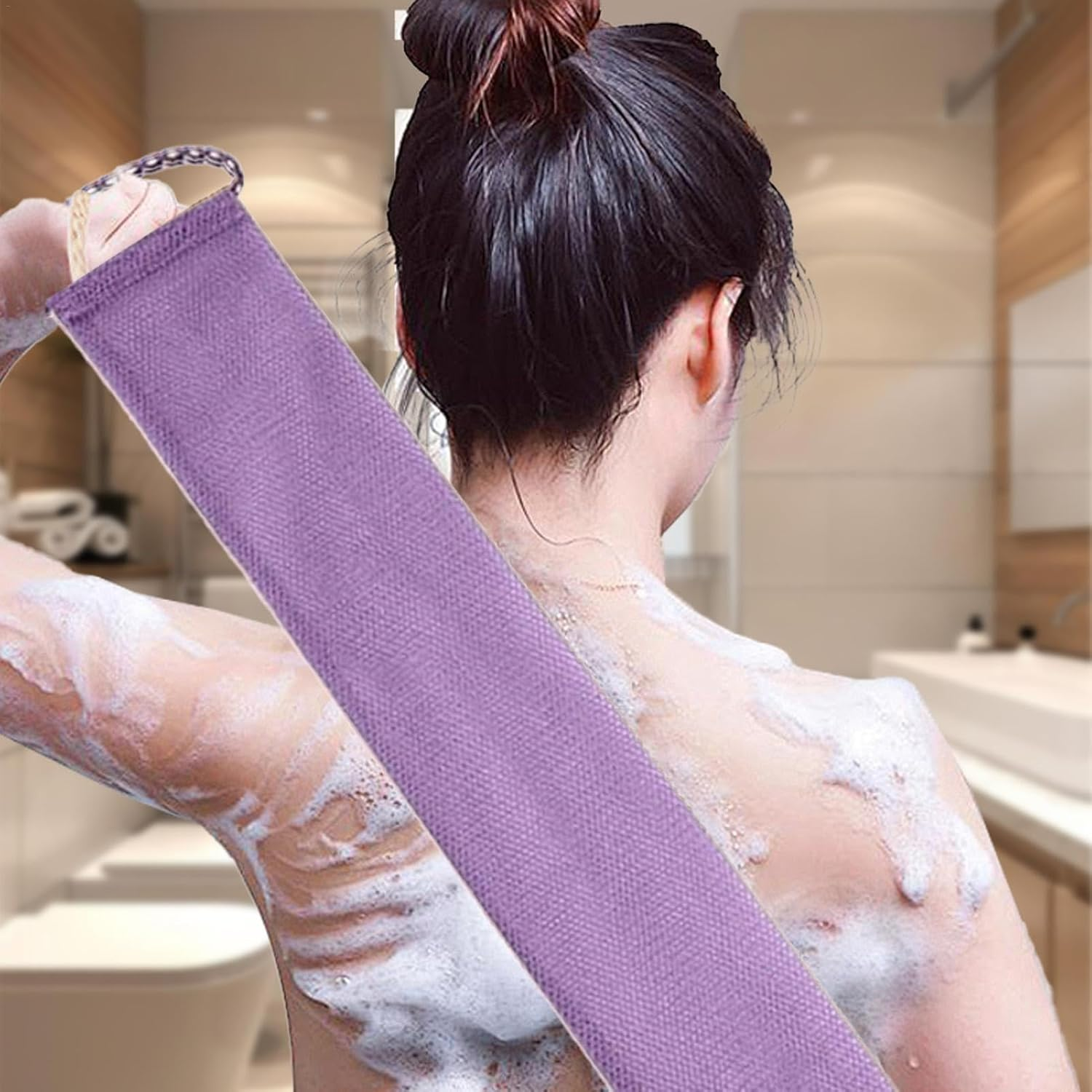 Back Washing Cloth | Back Scrubber Towel | Back Mud Scrubbing Towel Foaming Body Scrub Cloth for Female All Skin Types image number 1