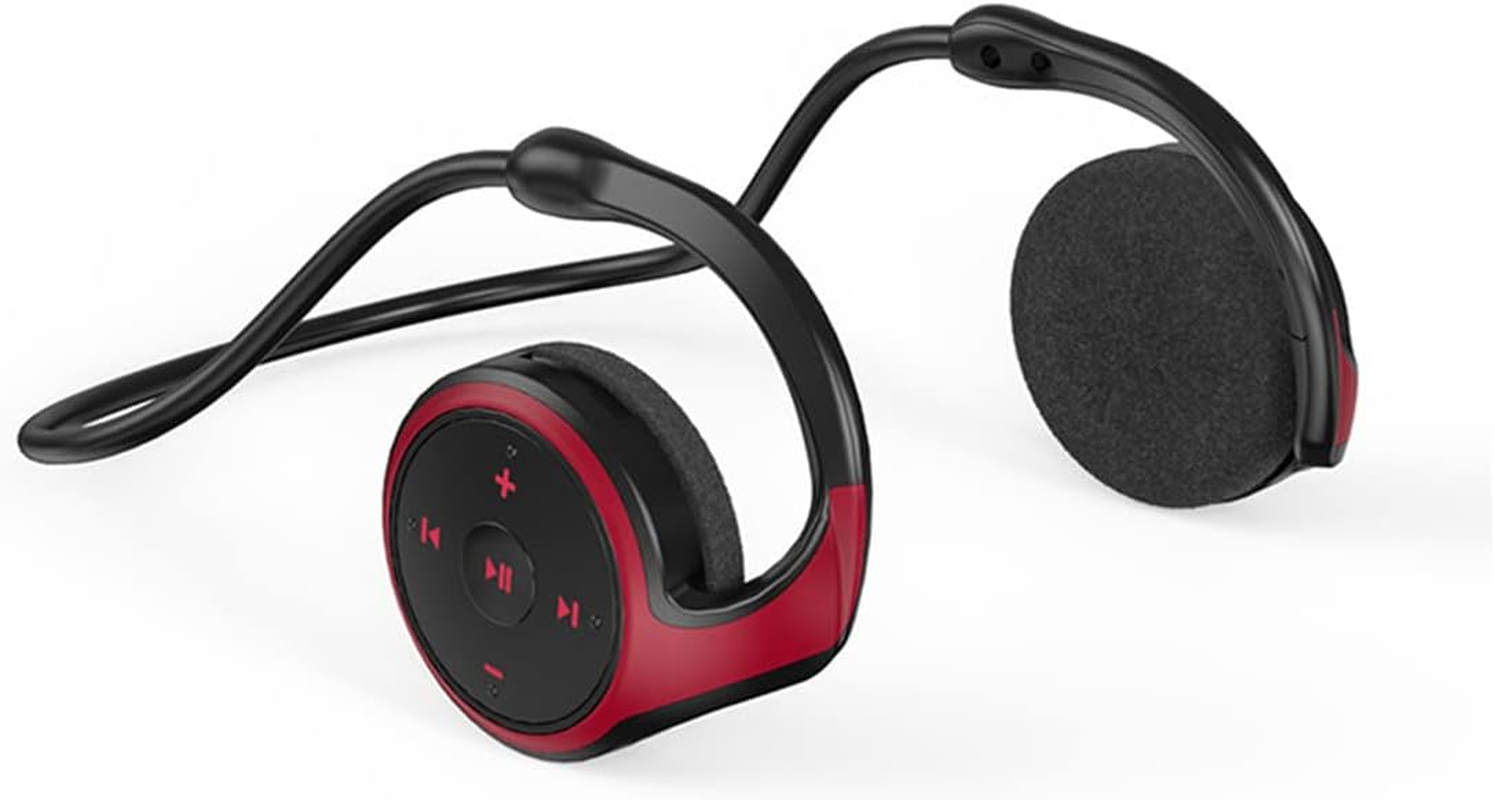 Bluetooth Wireless Headphones Sport Over-Ear Headset MP3 Player Earphones, Support TF Card & FM Radio, Lightweight Foldable Stereo Headset Noise Canceling for Running Driving Gym Red