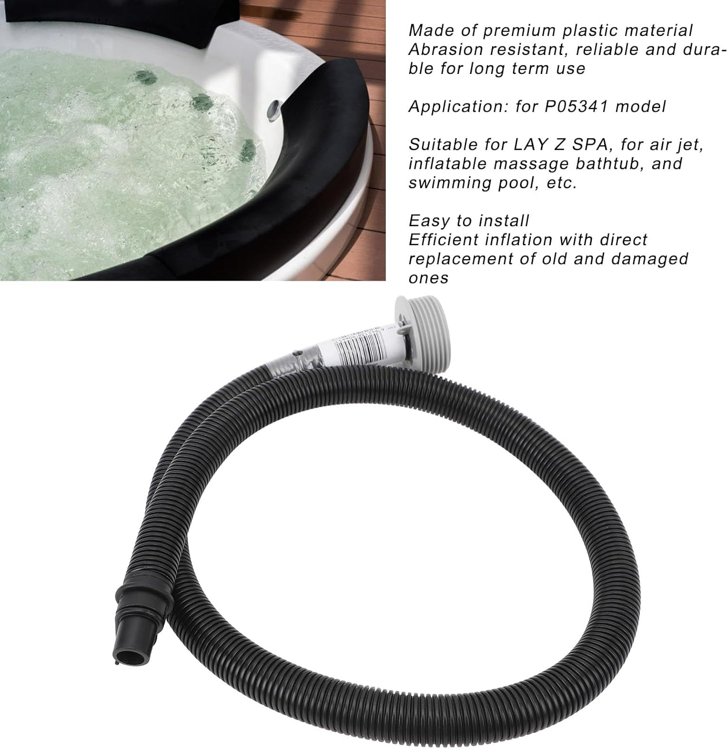 41.7 Inch Inflation Hose for for Lay Z SPA, Replacement SPA Inflation Hose with 51Mm Male Thread for Inflatable Massage Bathtub image number 5