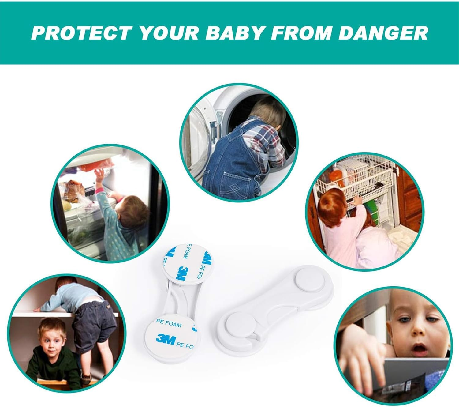 20 Pack Baby Locks Child Safety Cabinet Proofing,Life Child Safety Locks for Drawer Cupboards Fridge Oven Closet and Pantry image number 2