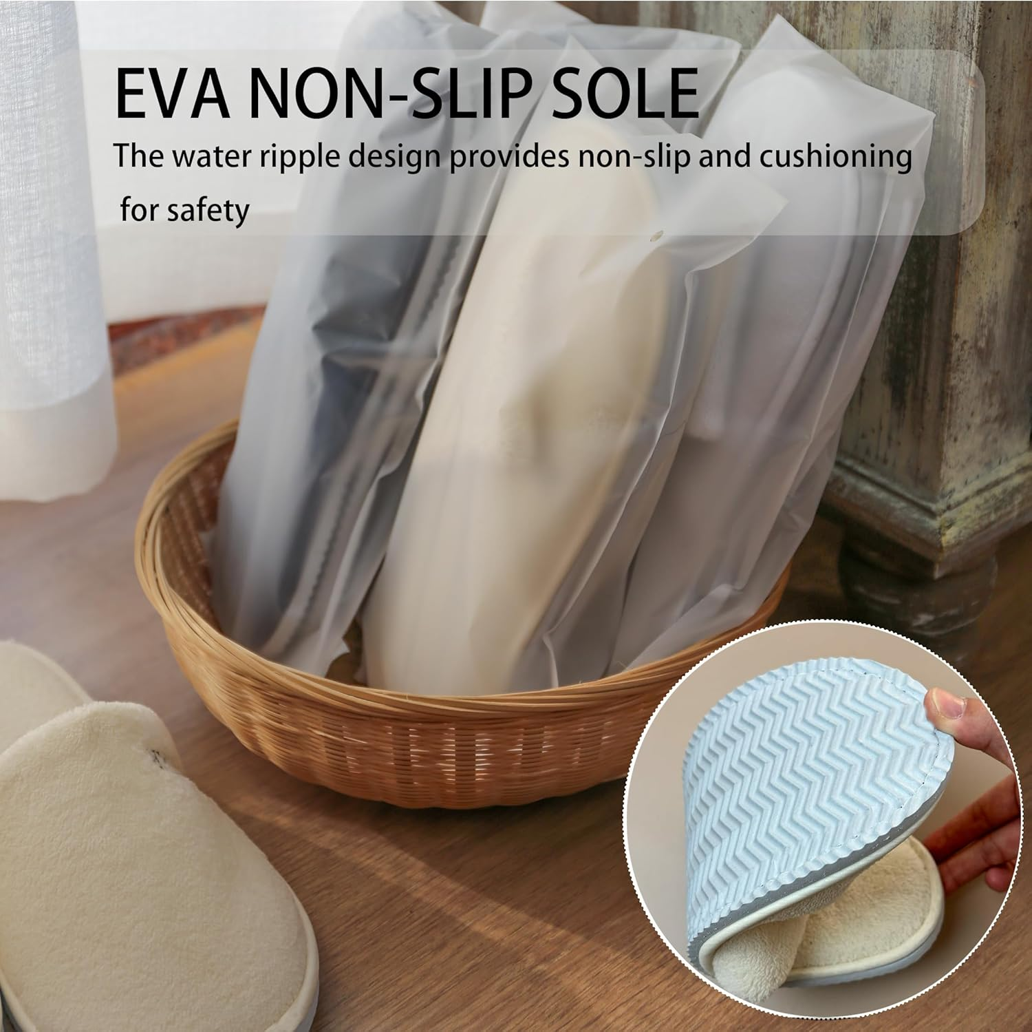 ZXMSTAR SPA Slippers, 8 Pairs Disposable Slippers for Guests, Soft Hotel Slippers Coral Fleece, Washable Reusable House Slippers Unisex, Bride Slippers for Wedding Party Bedroom Travel image number 5