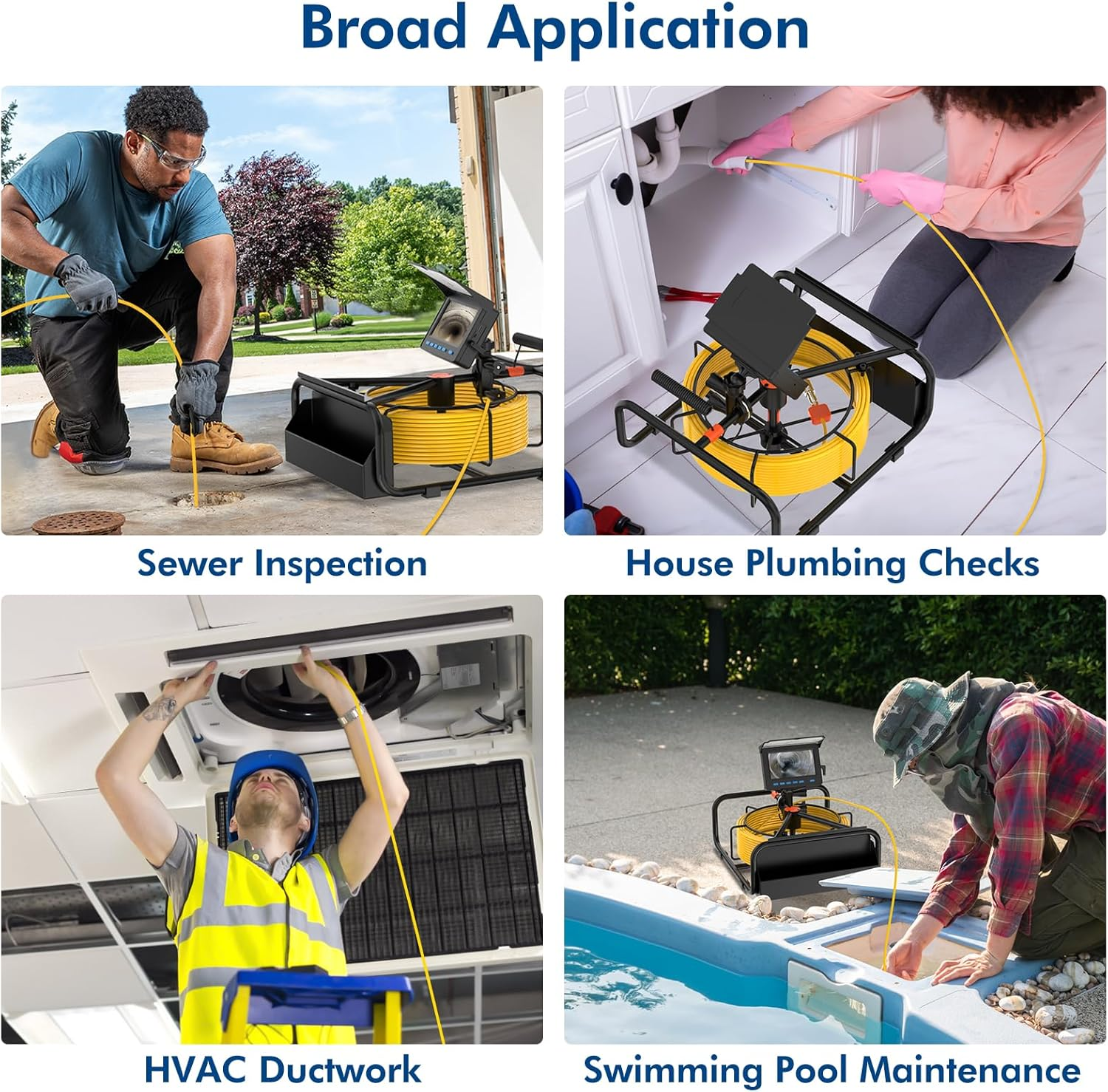 Sewer Inspection Camera,Hd 17MM 8500Mah Industrial Endoscope with Light,4.3'' HD 32GB DVR 360&deg; Rotate Screen Borescope Snake Pipe Drain Camera for Plumbing Inspection (30M) image number 5