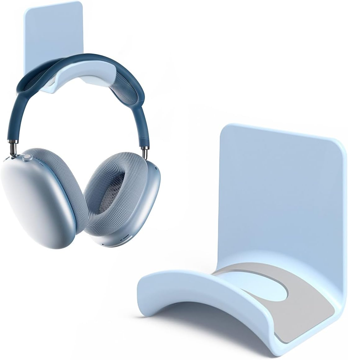 ME-E Mini Headphone Stand for Desk &ndash; under Desk Headset Wall Mount with Strong Adhesive Hook, Compatible with Airpods Max &Most Headphone/Controller (Wall Mount/Blue) image number 5