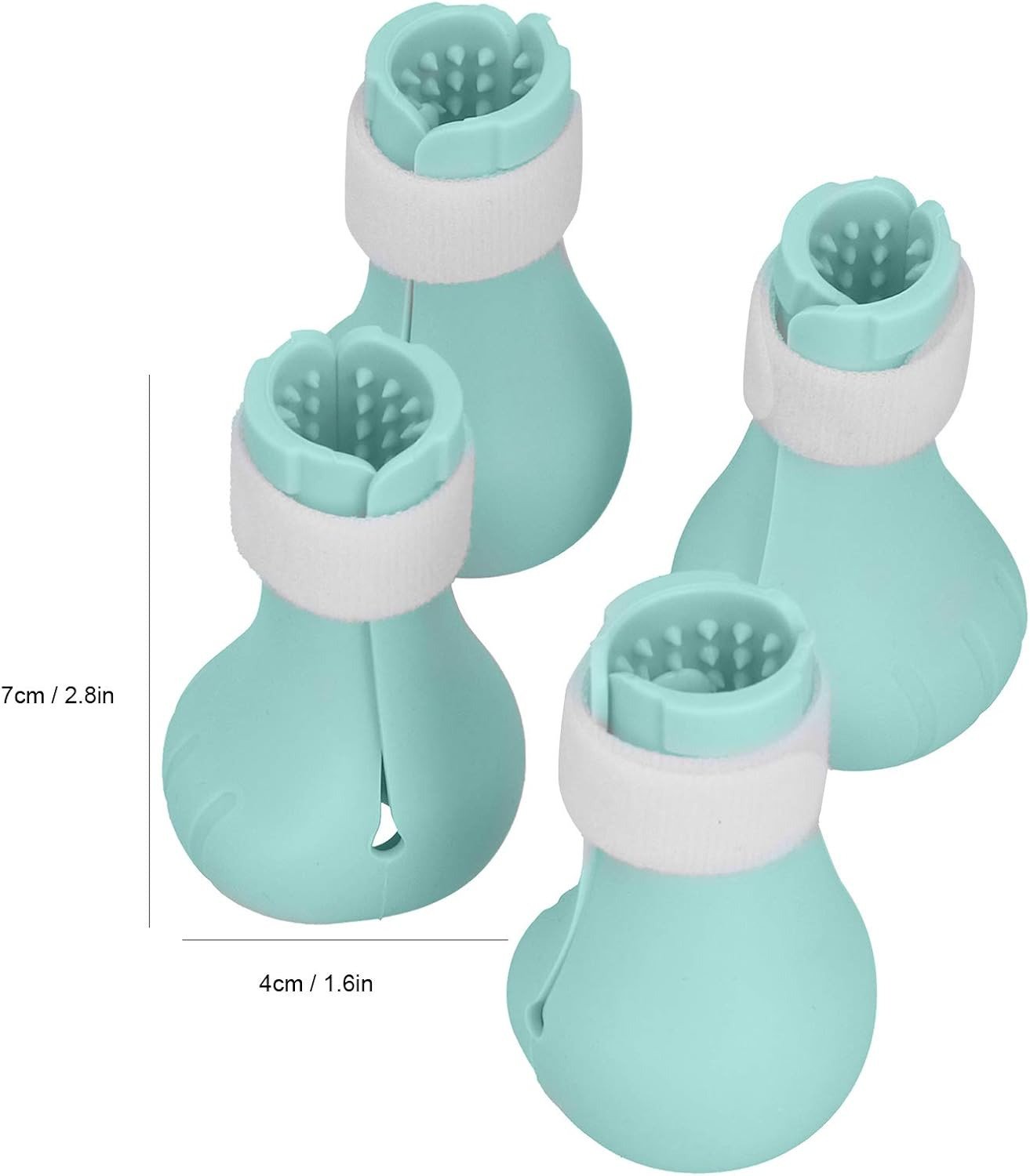 Silicone Cat Shoes, Silicone Cat Shoes, 7 X 4 Cm, Tightly Adjustable, Pack of 4 Cat Scratch-Resistant Boots, Cat Shoes Boots, Anti-Scratch Boots, for Cat Bathing, Hair Cutting (Green) image number 5