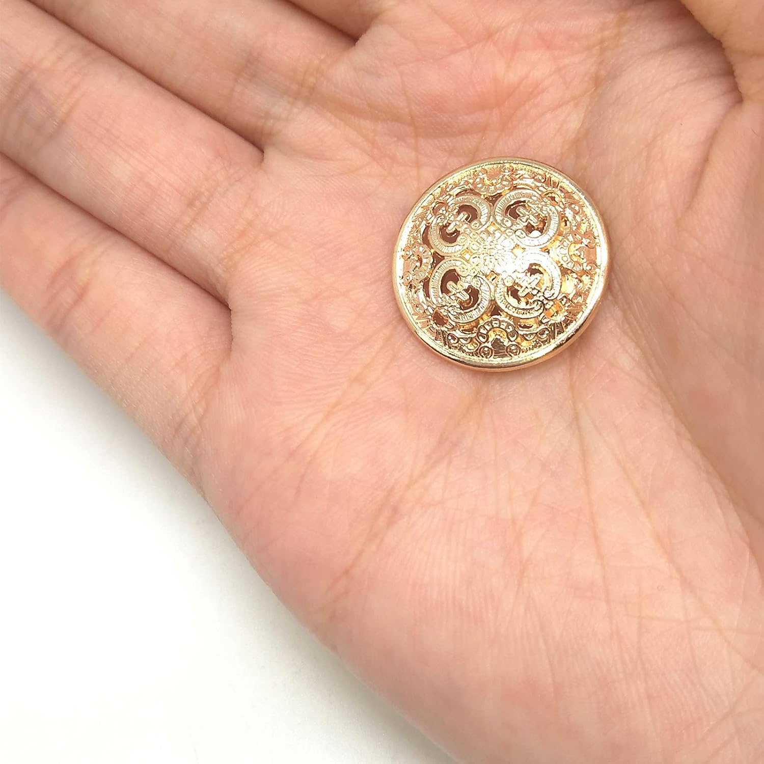 20PCS Clothes Button - Retro Hollow Sewing Button Shank round Shaped Metal Button Set for Men Women Blazer, Coat, Uniform, Shirt, Suit and Jacket (Light Gold, 20Mm) image number 6