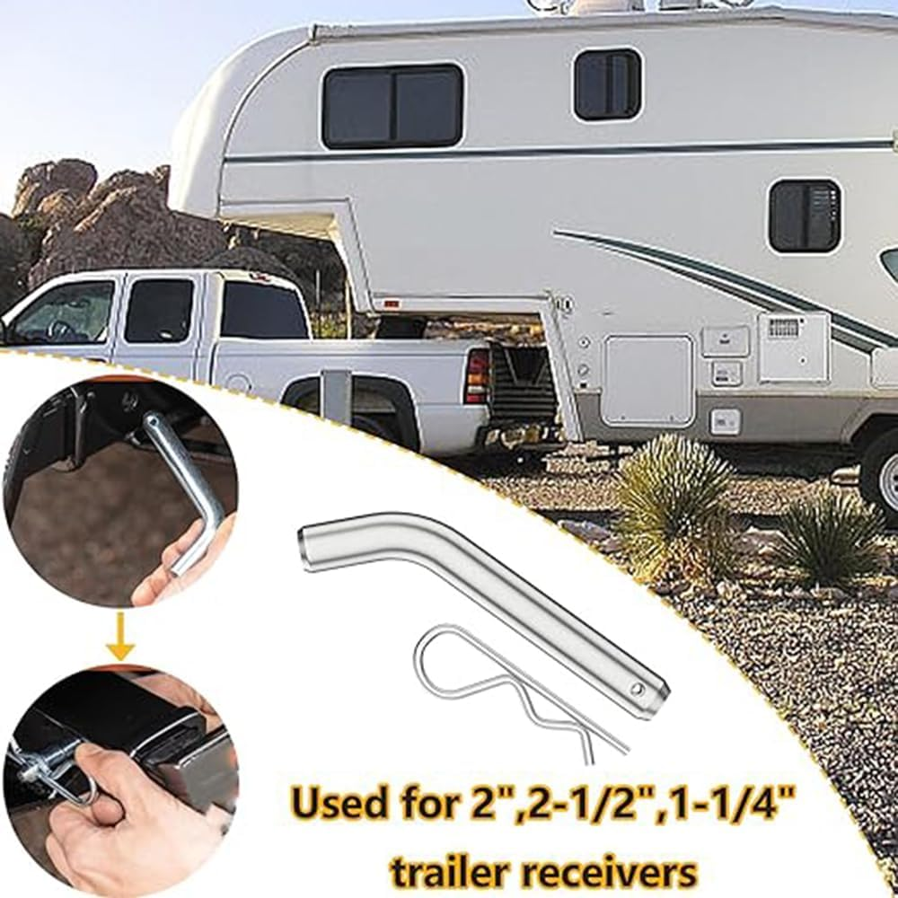 Trailer Hitch Pin Trailer Latch Heavy-Duty Trailer Hitch Pin and Clip Anti-Theft Hitch Locking Pin Accessories (Sliver) image number 2