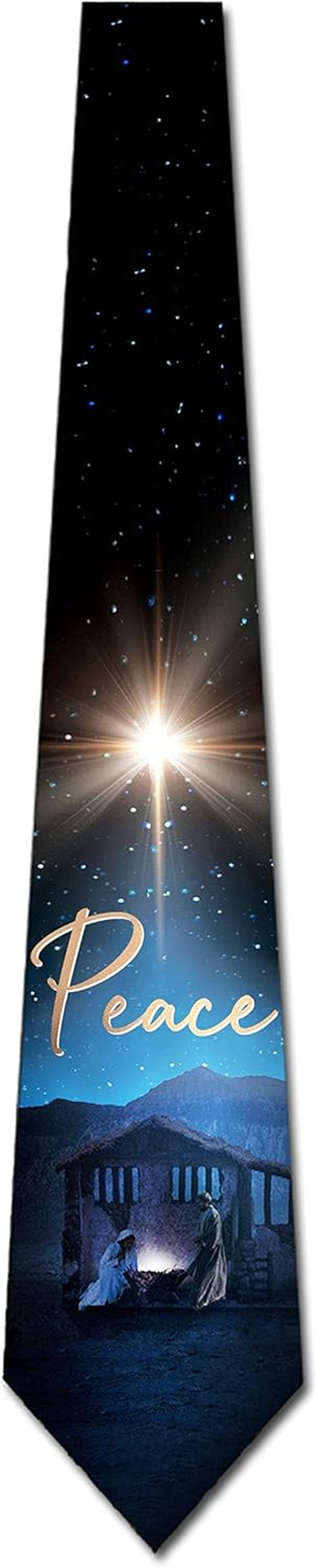 Three Rooker Nativity Ties Mens Christmas Neckties Holiday Tie Religious Ties for Men, Black, One Size image number 5