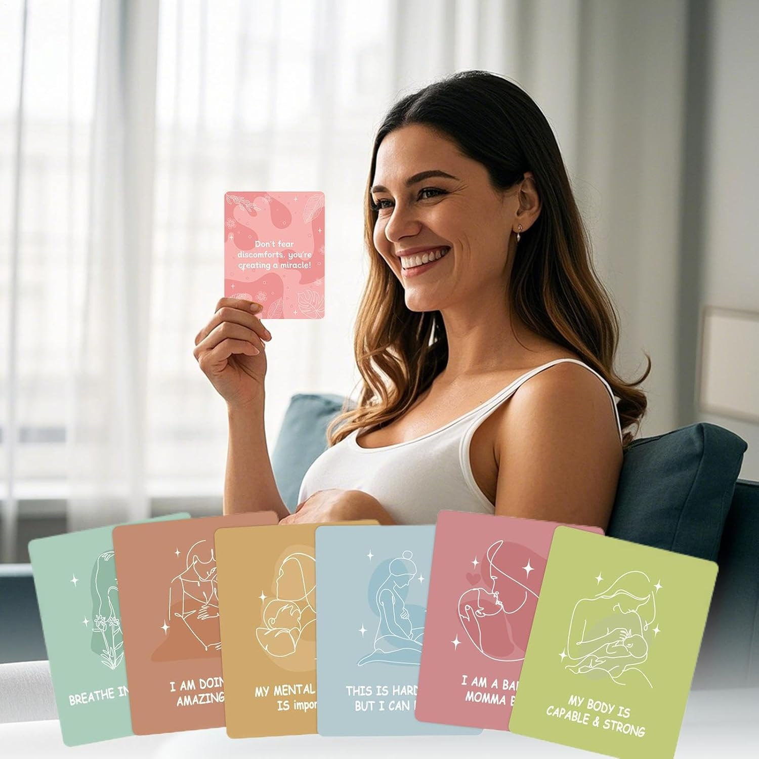 Mom Affirmation Cards,Mom Daily Affirmations - Positive Motivational Inspirational Mindfulness Encouragement for Labor Birthday Announcement image number 5